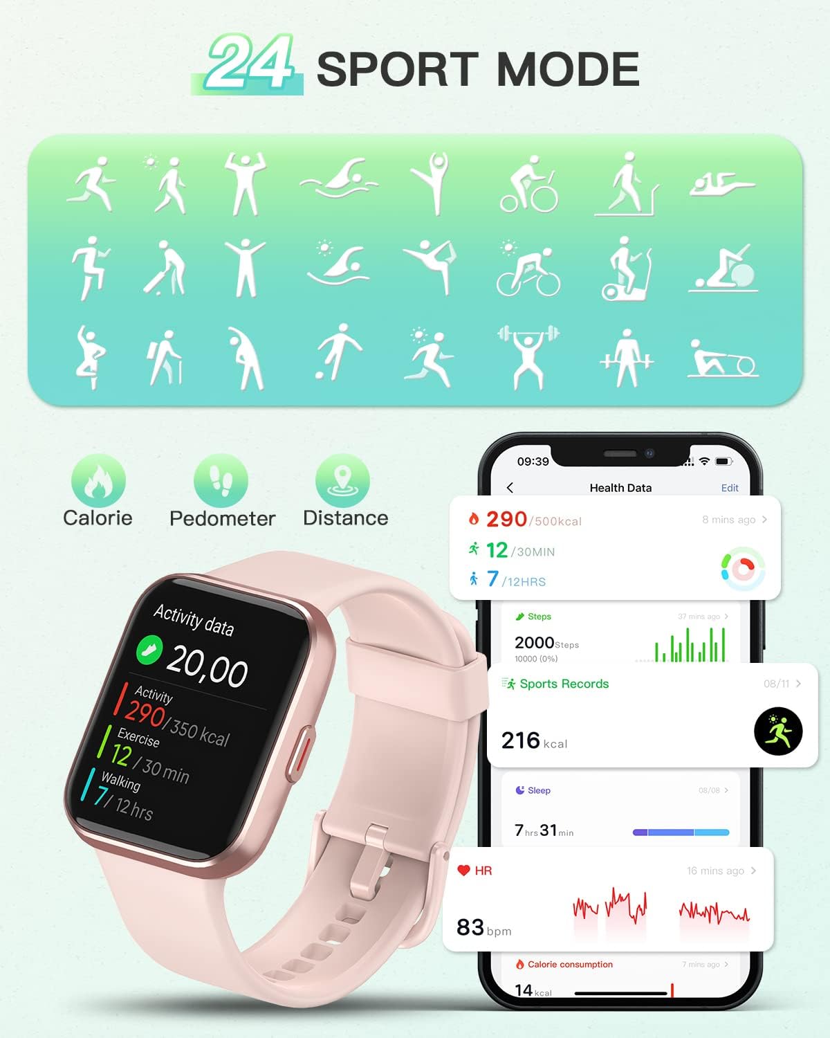 Aeac Smart Watch (Answer/Make Call) for Men Women,1.8" Fitness Watch for iPhone iOS Andriod with Heart Rate/Blood Oxygen/Sleep/Stress Monitor,100+ Sport Modes,Fitness Tracker IP68 Waterproof