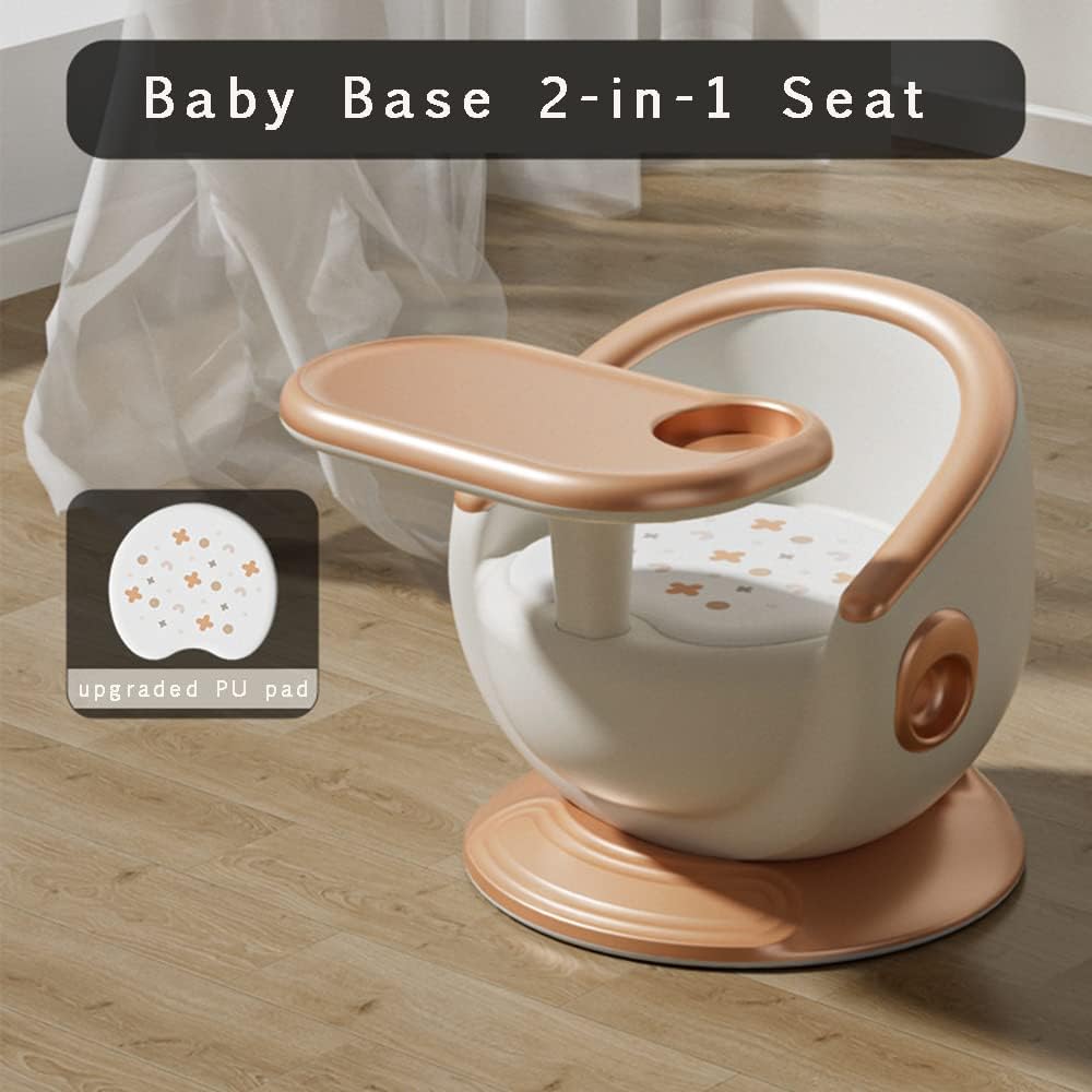 Baby High Chair Baby Dining Chair Portable Baby Desk Chair 2 in 1 Toddler Feeding Booster Seat with Sound & Safty Tray Mini Baby Highchair for Boys Girls Eating Playing Travel (Silver)