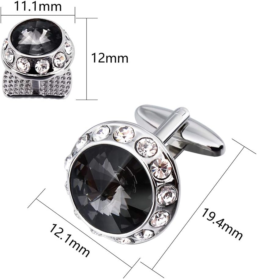 HAWSON Cufflinks and Studs Set Crystal for Men's Tuxedo Shirt for Wedding Party Accessories - Business Wedding Accessories