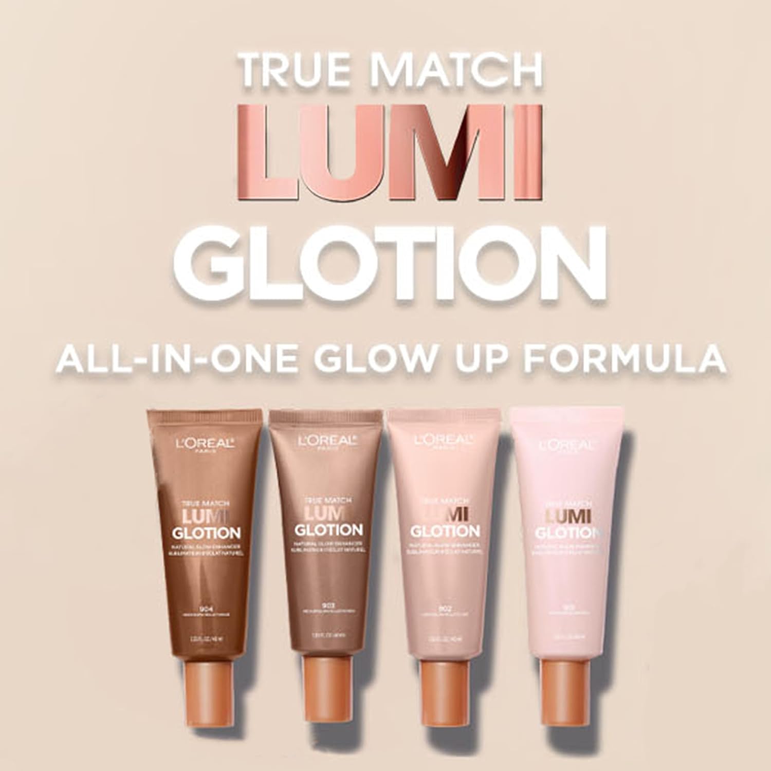 L’Oréal Paris Makeup True Match Lumi Glotion, Natural Glow Enhancer, Illuminator Highlighter Skin Tint, for an All Day Radiant Glow, Medium, 1.35 Ounces