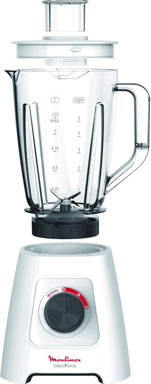 Moulinex Blendeo+ Blender, 1.5 Litre, With Ice CRush Technology & 2 Grinder And Chopper Accessories, 450 Watts, White, Plastic, Lm2B3127