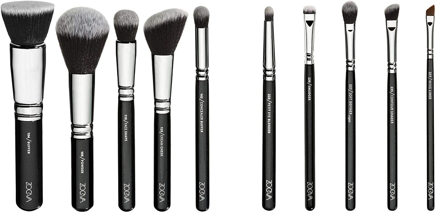 Makeup Brushes Set with A Cosmetic Bag For Women - Black, 15 Pieces