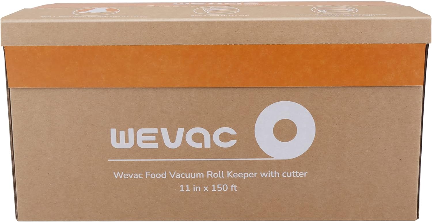Wevac 8''x100' & 11''x100' 2 Rolls Food Vacuum Seal Roll Keeper with Cutter, Ideal Vacuum Sealer Bags for Food Saver, BPA Free, Commercial Grade, Great for Storage, Meal prep and Sous Vide