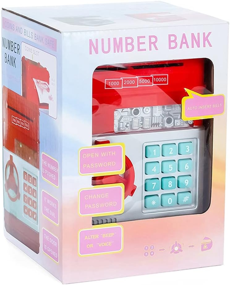 Artibetter Electronic Piggy Bank Code Lock Coin Bank Mini Large Capacity Counting Money Jar Auto Money Scroll Funny Money Bank Gifts For Kid Home Decor White