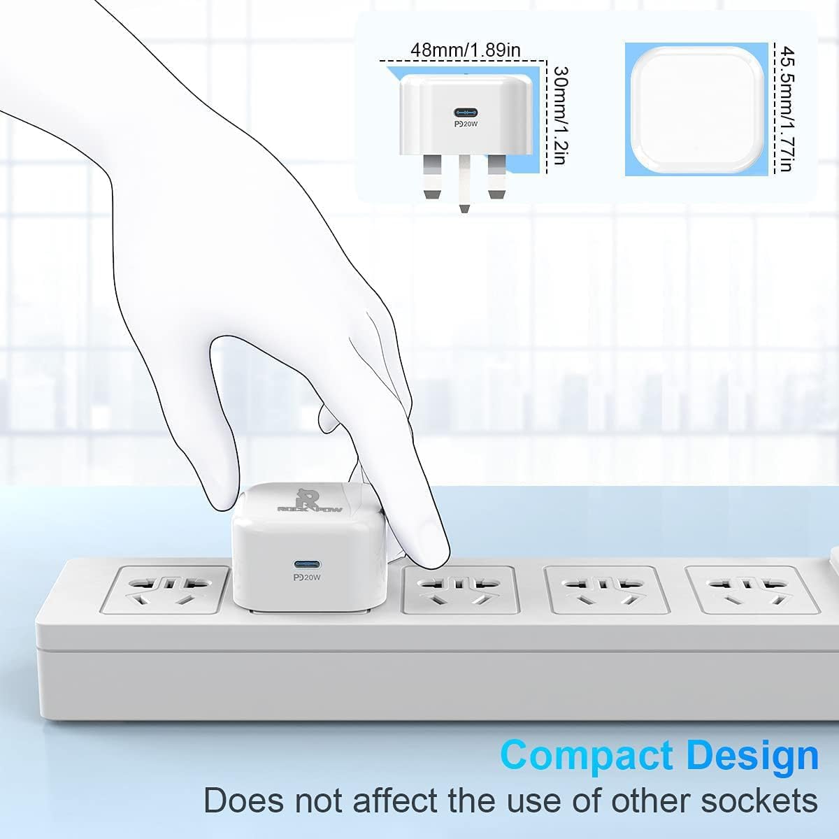 روك بو شاحن USB C، قابس حائط سريع 20 واط، 2 منفذ بي دي & كيو سي 3.0 قابس شاحن سريع مع كابل 1 متر متوافق مع موبايل 14/14 برو 13/13 برو 12/12 برو/12 برو ماكس/11/XS/XR، باد، الخ