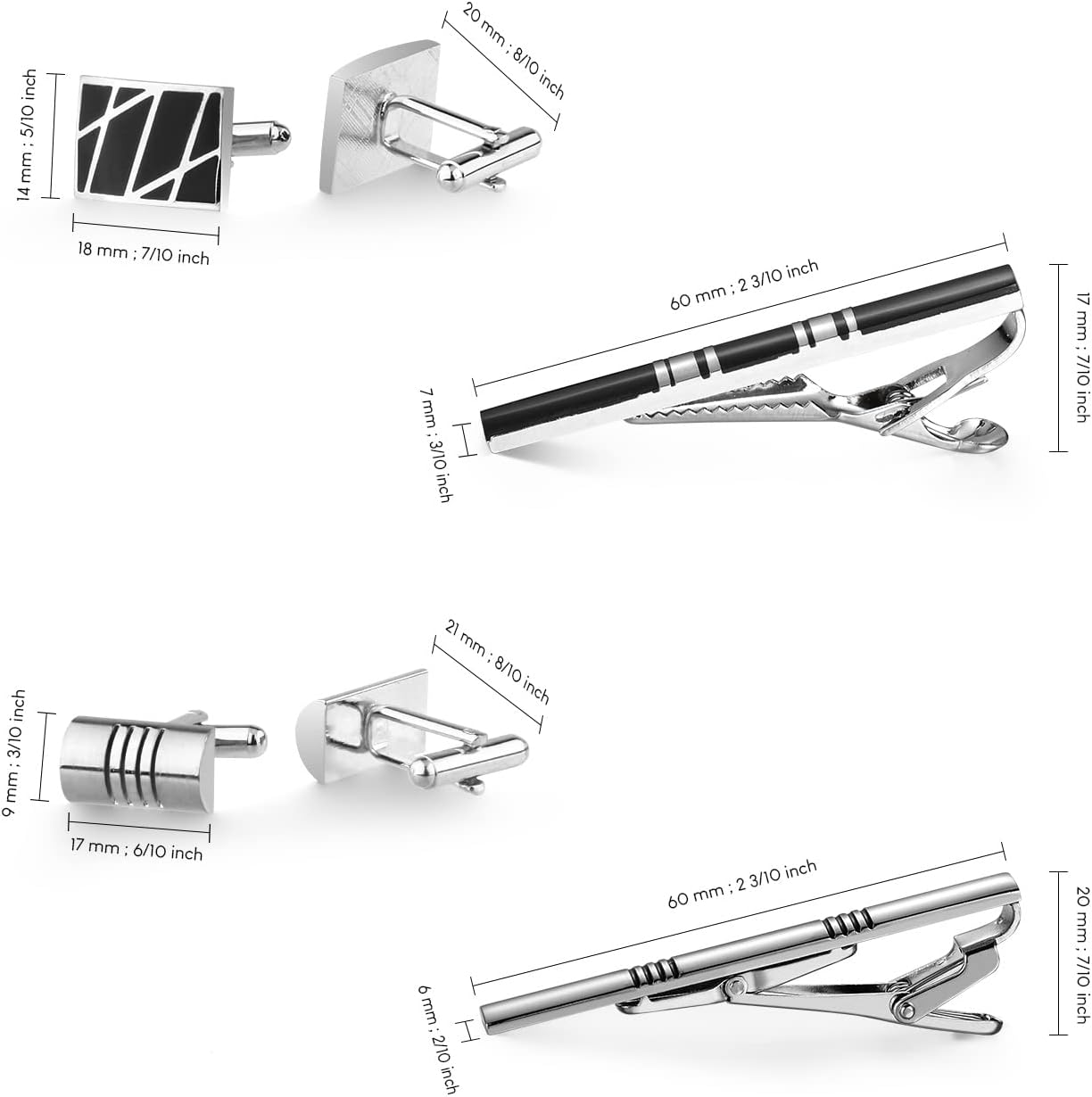 wynameleri Men's Cufflink and Tie Clip Set Fashion Designs with Luxury Gift Box for Party Business Wedding or Various Occasion