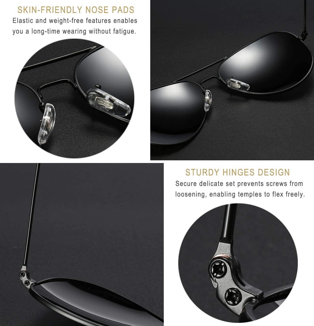 Joopin Classic Aviation Sunglasses for Men Women Premium Polarized Military Style Sun Glasses Metal Frame UV400 Protection