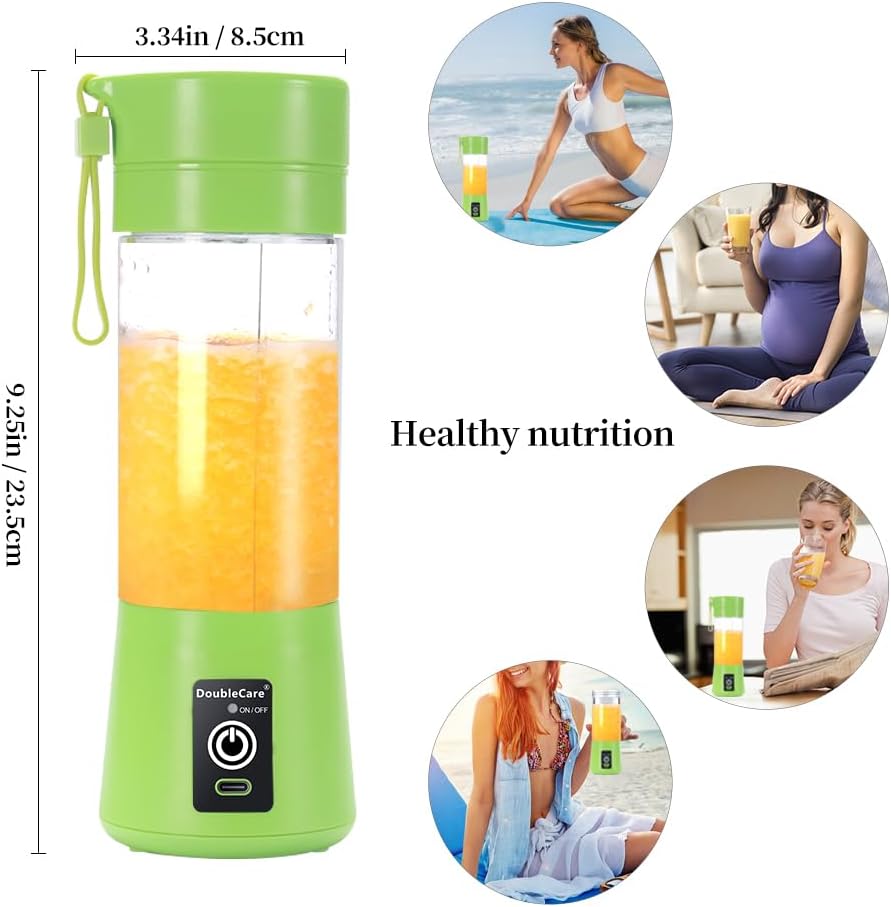 Portable Blender Cup,Electric USB Juicer Blender,Mini Blender Portable Blender For Shakes and Smoothies, Juice,380ml, Six Blades Great for Mixing,Light purple