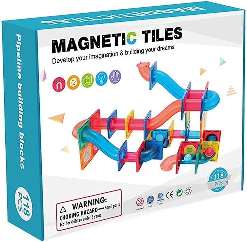 Magnetic Tiles Building Blocks, 3D Clear Magnetic Blocks Construction Playboards, Inspiration Building Tiles Creativity Beyond Imagination, Educational Magnet Toy Set for Kids (120 PCS)