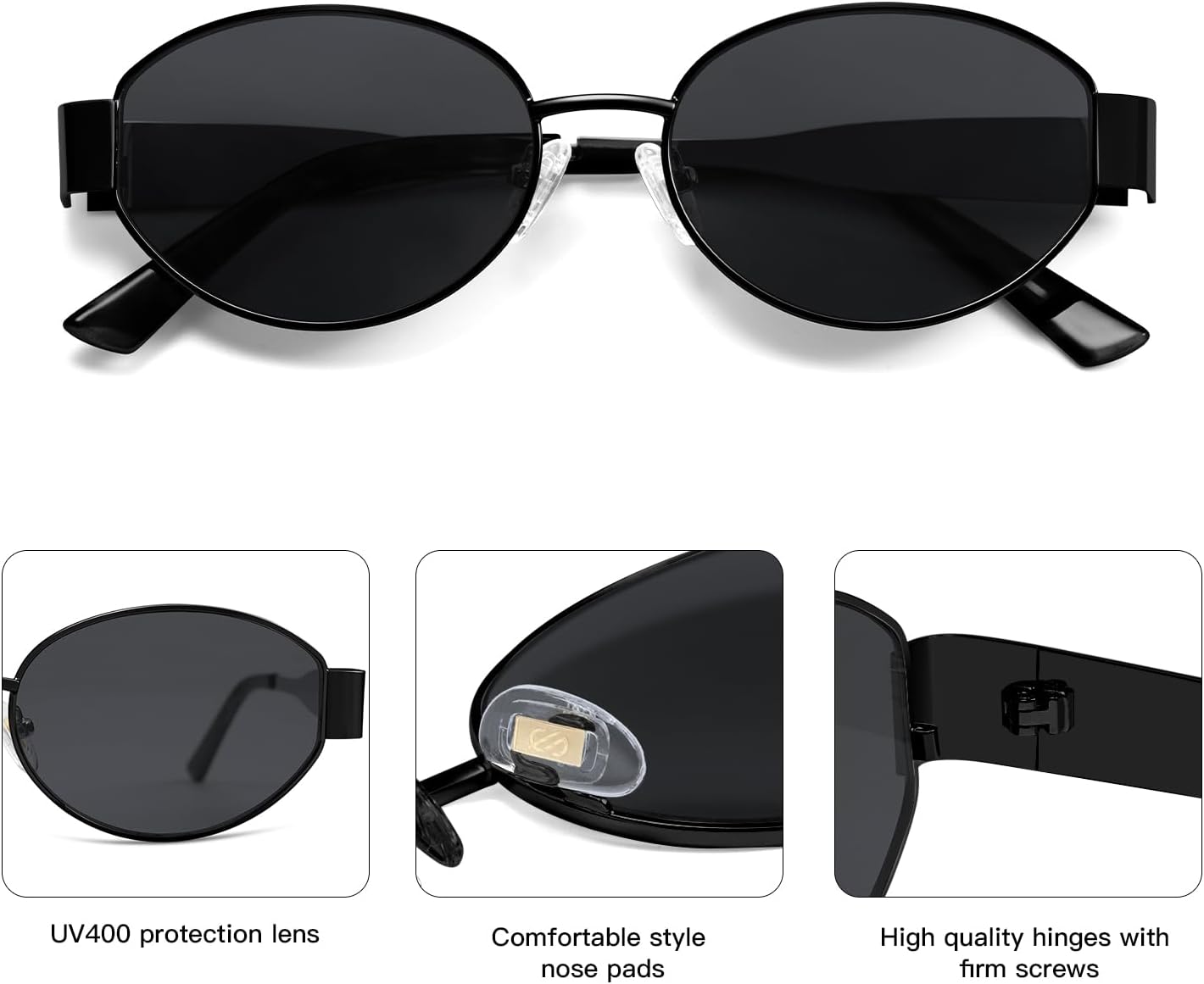 SOJOS Retro Oval Sunglasses for Women Men Trendy Sun Glasses Classic Shades UV400 Protection SJ1217
