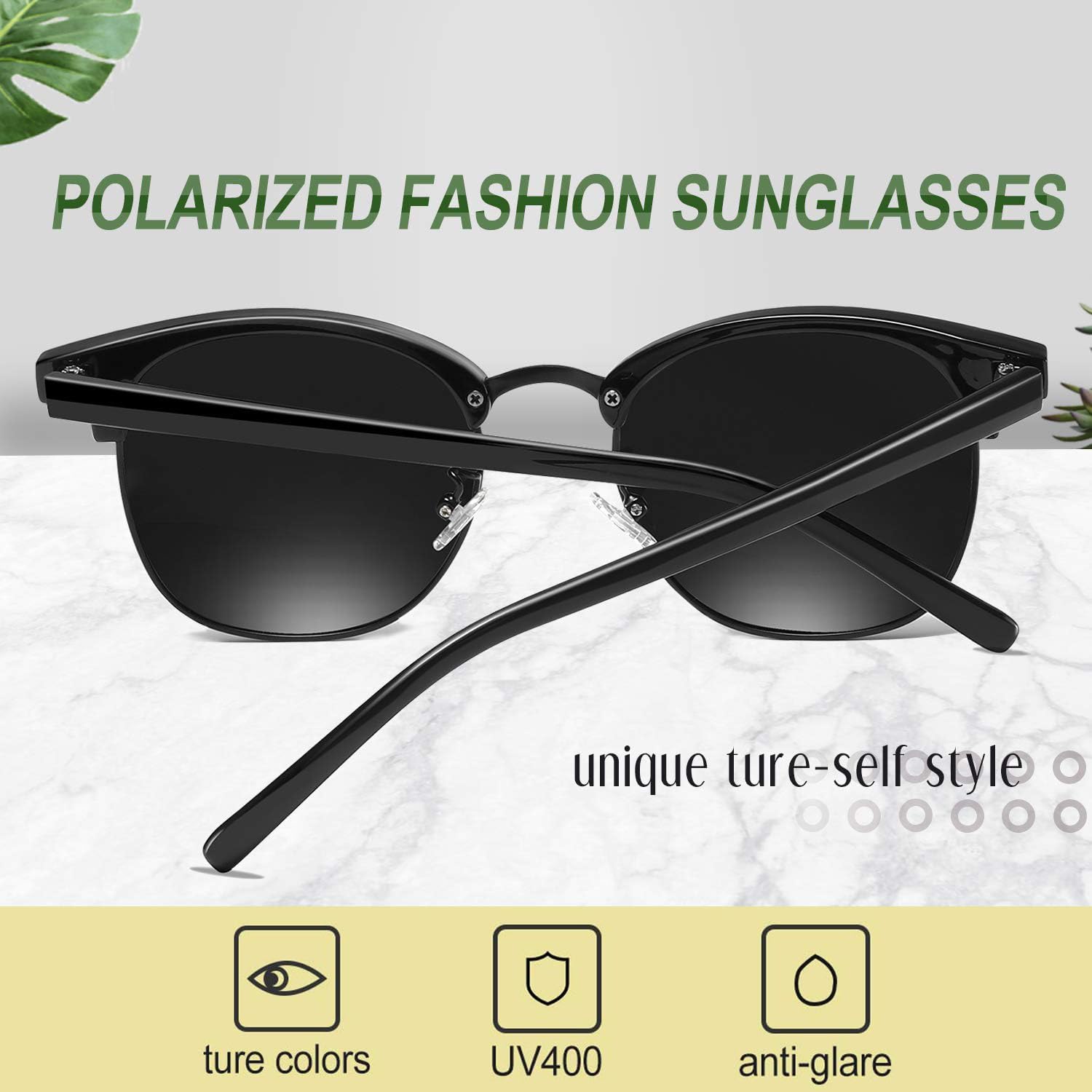 KANASTAL Polarized Sunglasses for Men Women, Lightweight TR90 Frame Square Sun Glasses UV400 Protection Shades Outdoor
