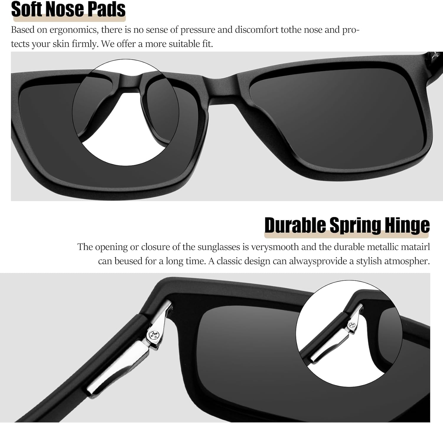 KANASTAL Polarized Sunglasses for Men Women, Lightweight TR90 Frame Square Sun Glasses UV400 Protection Shades Outdoor