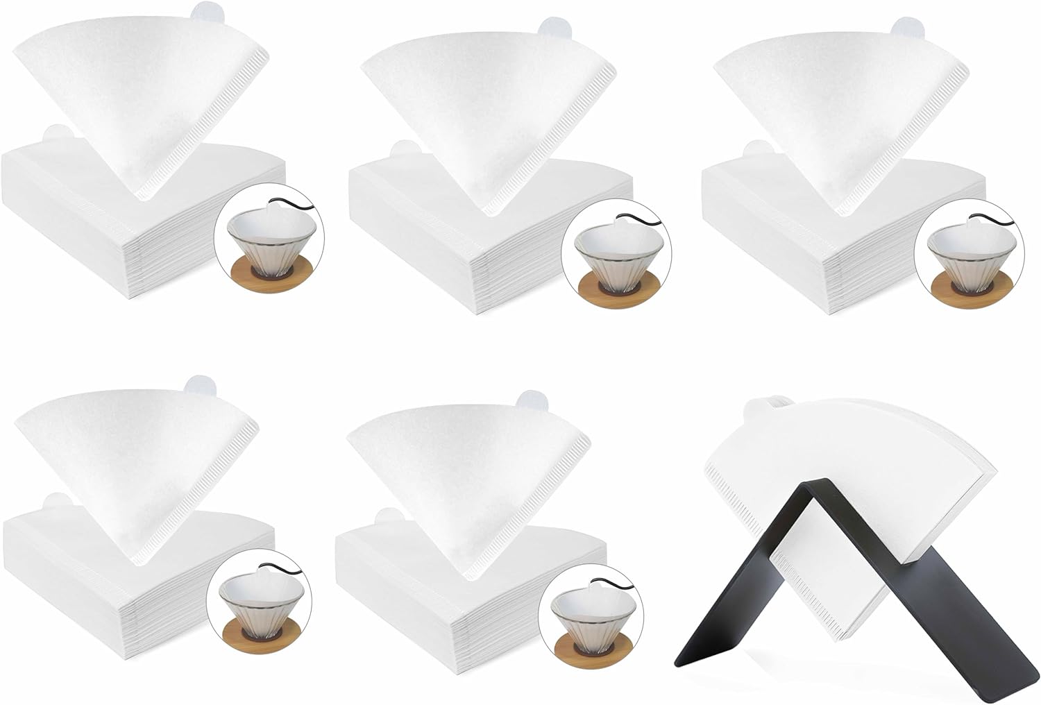 MIBRU Coffee Filters V60 Cone Paper White 100pcs Coffee Filters Unbleached Paper Filters Compatible with Pour Over Drippers 2-4 Cups Size 02 Coffee Filters v60 (1-4 Cups 02, 100)