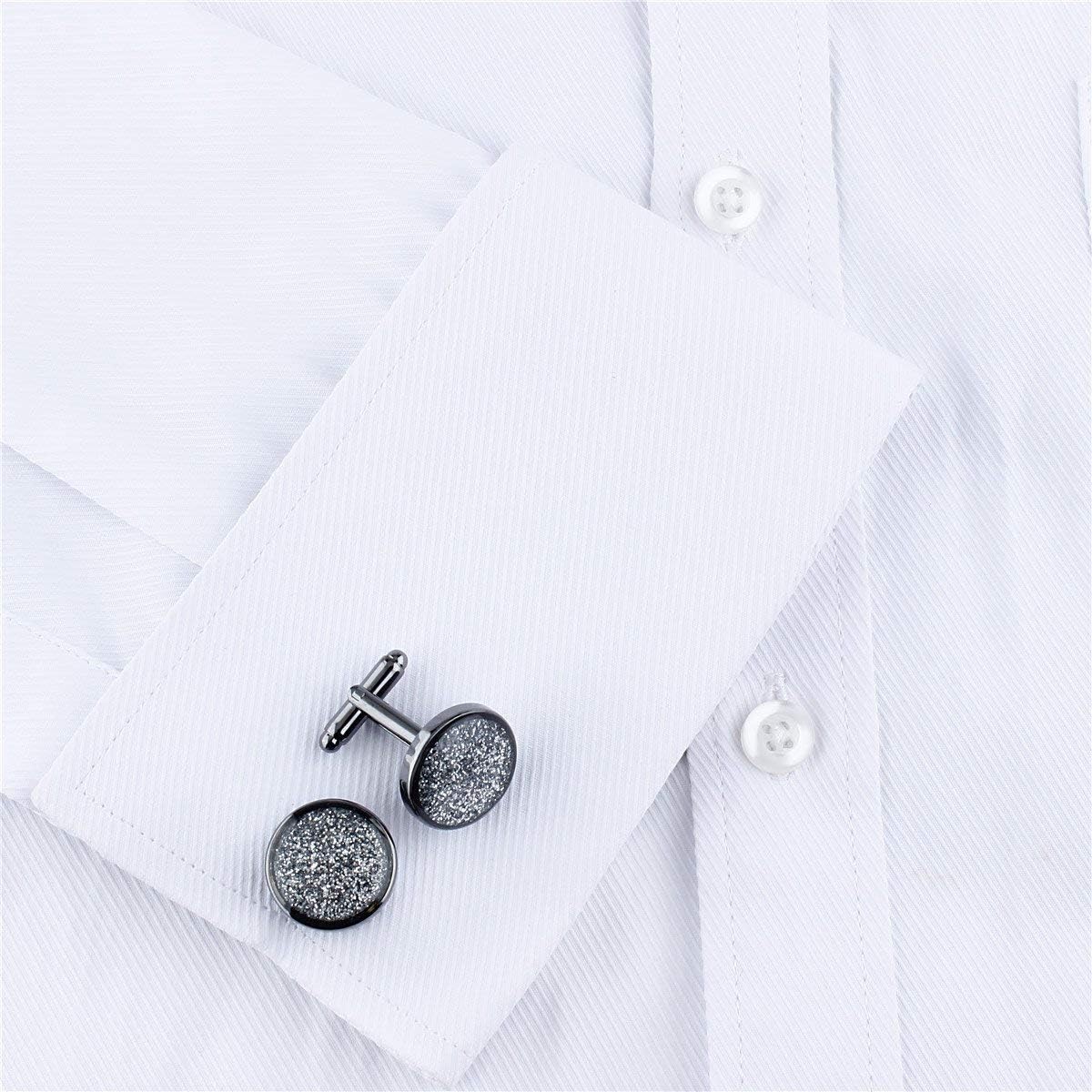 HAWSON Cufflinks and Studs Set Crystal for Men's Tuxedo Shirt for Wedding Party Accessories - Business Wedding Accessories