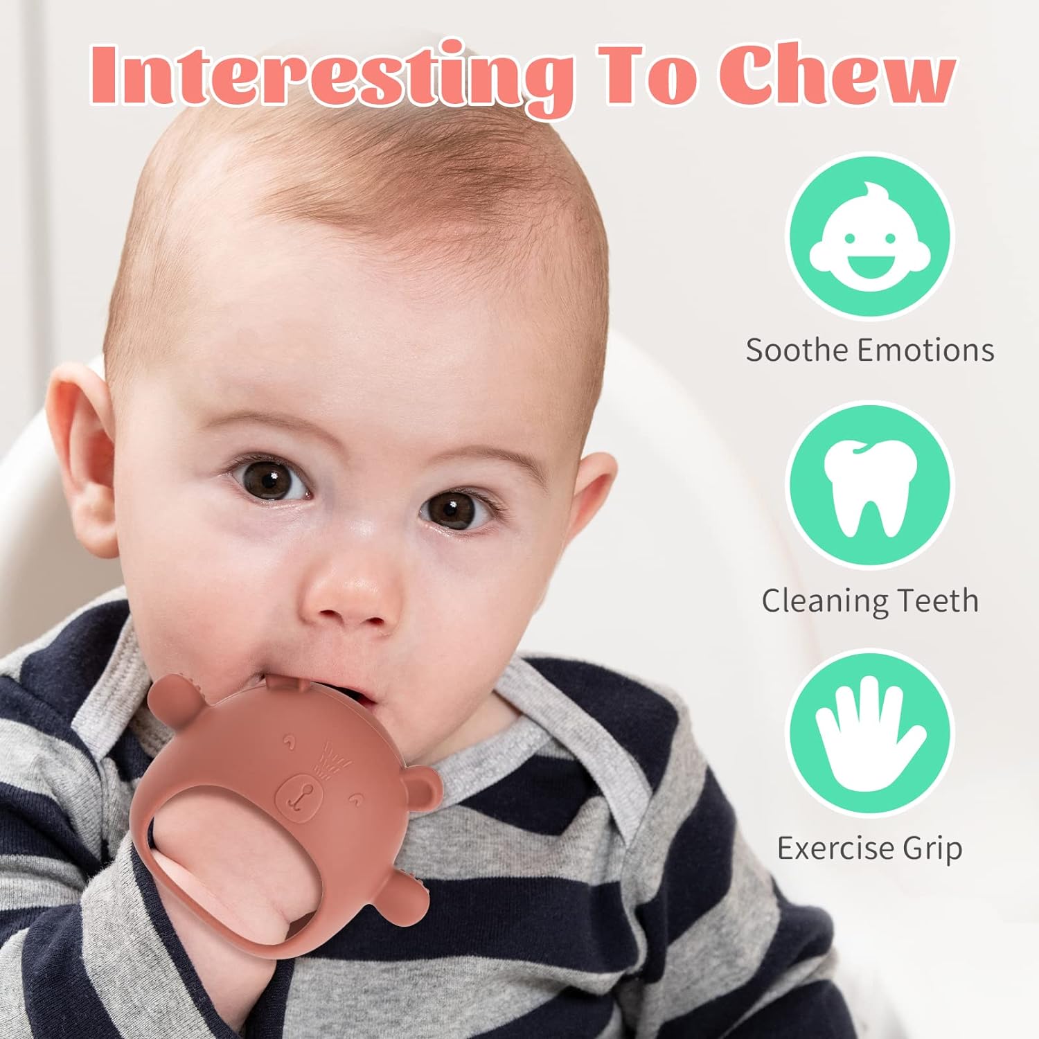 NiBaby Silicone Baby Mitten Teething Chew Toy for Babies 0-6 Months 6-12 Months, Anti-Drop Teether Glove BPA-Free for Girls and Boys Sucking Biting Needs Soothing Gums Pain Relief (Blue)