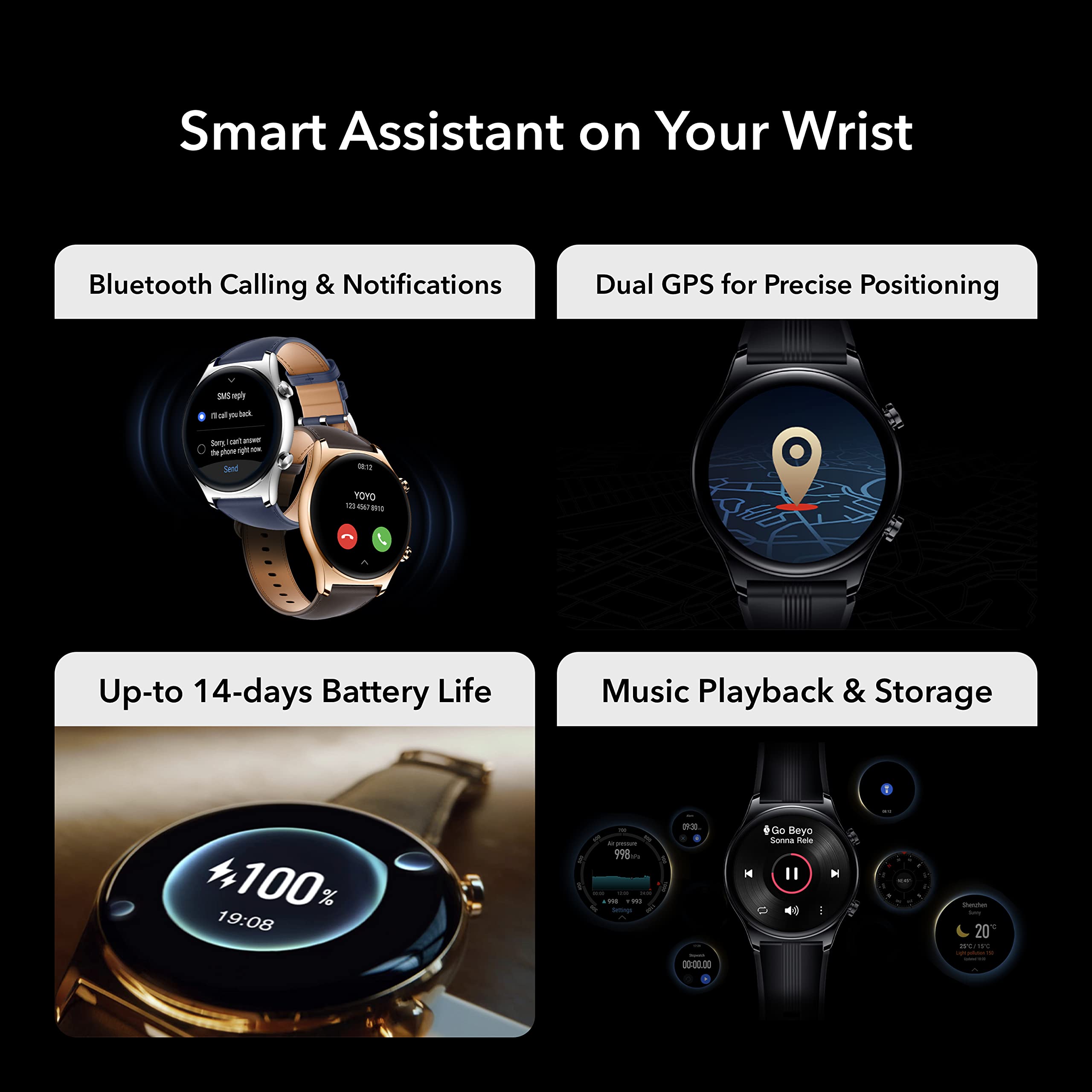 HONOR Watch GS 3 Smartwatch with 1.43" AMOLED Touch Screen, Fitness Watch with Heart Rate, Sleep and Blood Oxygen, Bluetooth Calling,14 Days Life, 100+ Diverse Sport Modes, Classic Gold (MUS-B19)