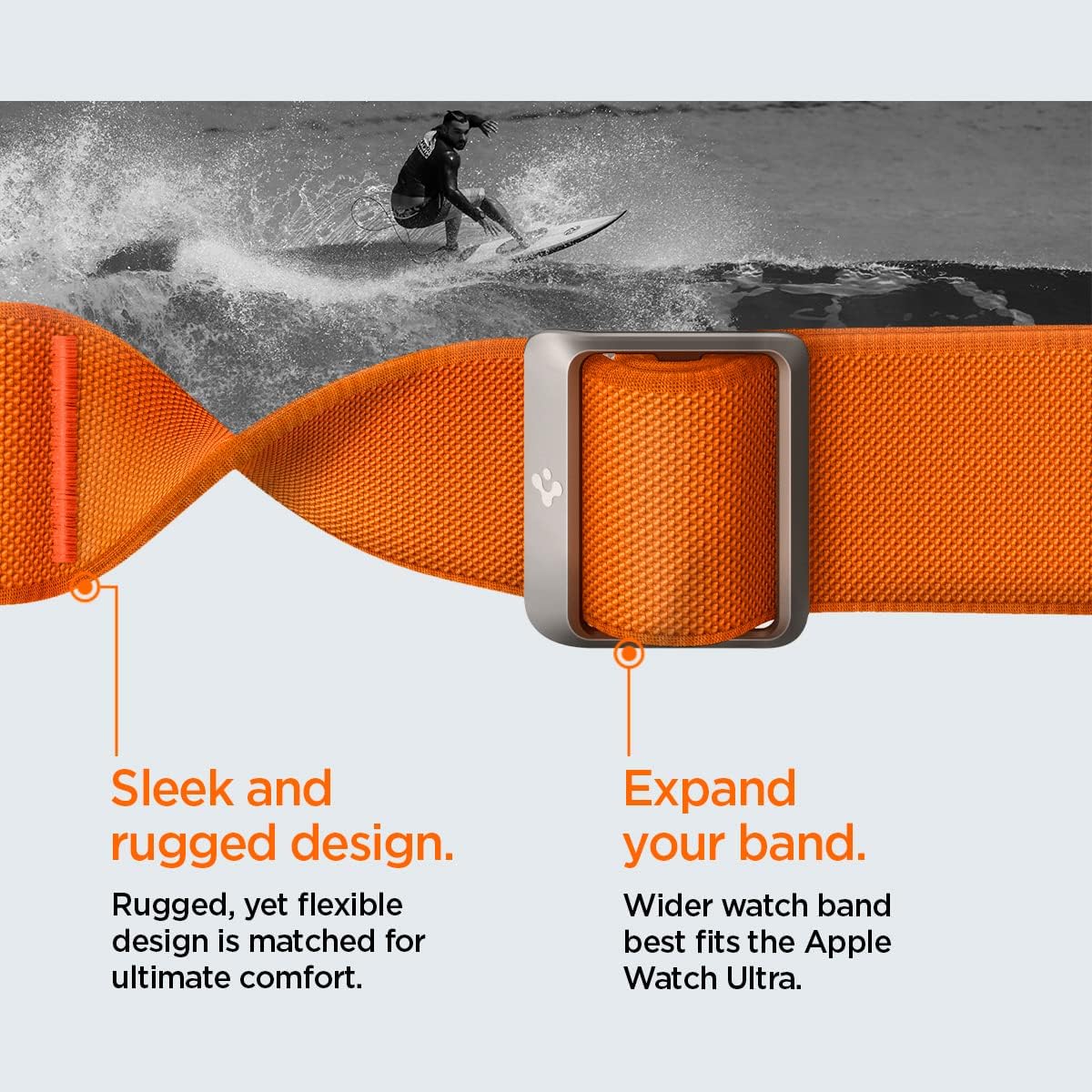 Spigen Lite Fit Ultra Band designed for Apple Watch Band for Apple Watch Ultra 2 / Ultra (49mm), Series 9/8/7 (45mm), Series SE2/6/SE/5/4 (44mm) and Series 3/2/1 (42mm) Nylon Solo Loop - Navy