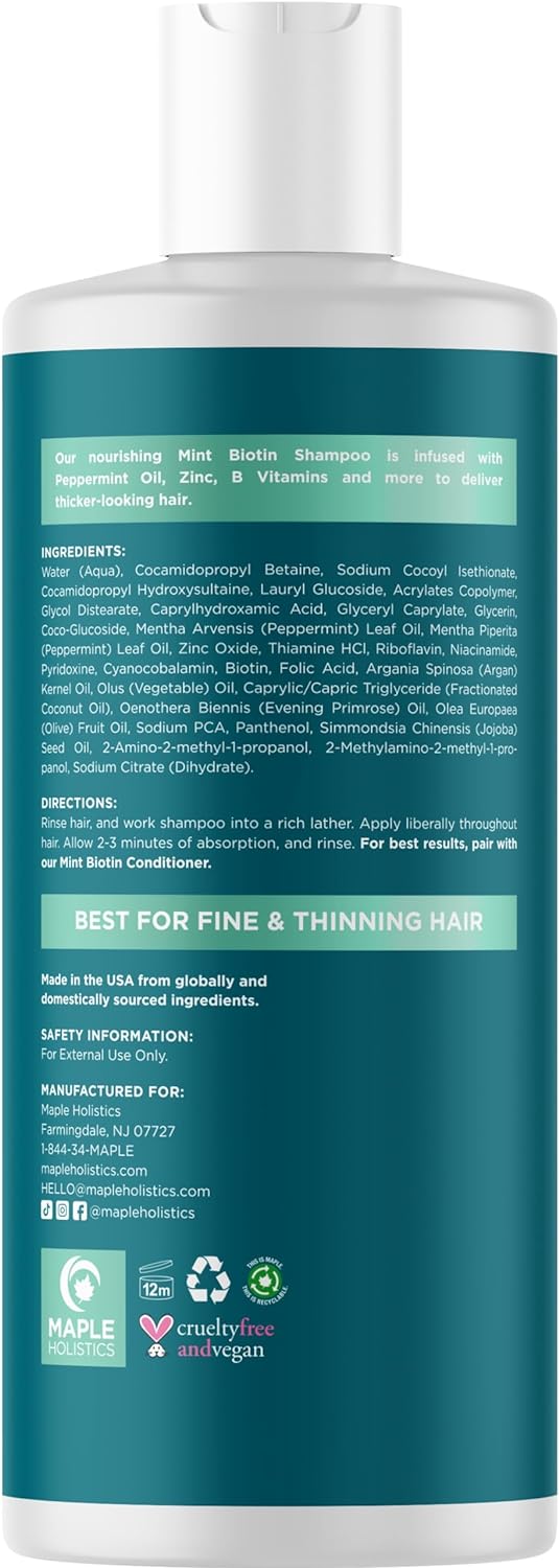 Shampoo for Thinning Hair and Hair Loss - Volumizing Biotin Shampoo for Hair Growth with Rosemary Argan Oil and Evening Primrose Oil - Sulfate Free Anti Dandruff Shampoo for Itchy Scalp and Hair Care