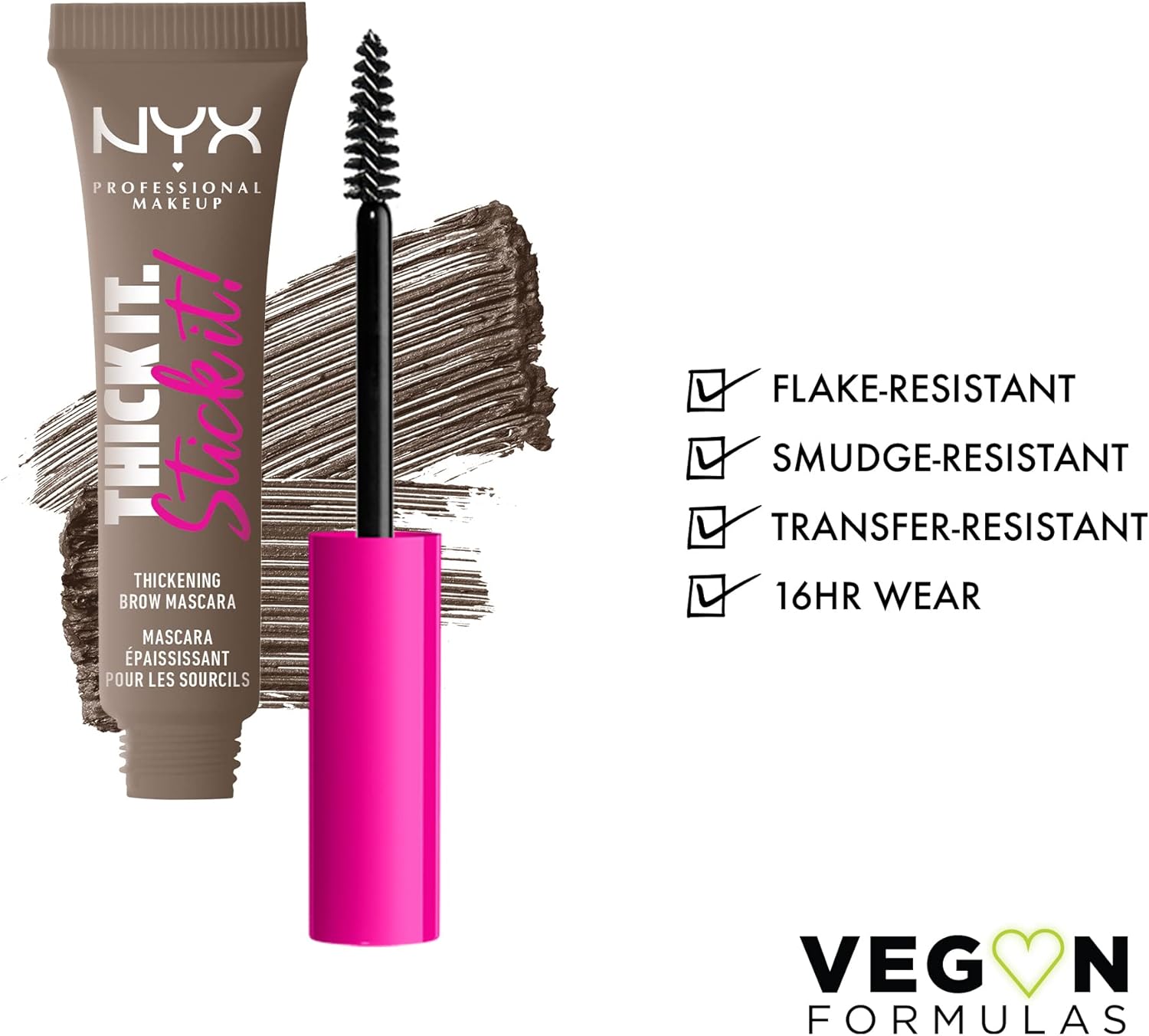 Nyx Professional MakEUp Thick It Stick It Thickening Brow Mascara, Eyebrow Gel - Cool Ash Brown