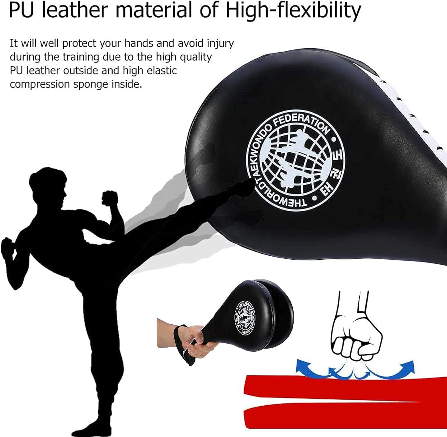 KASTWAVE Taekwondo Kick Pads, Taekwondo Double Kick Pad Target Durable Strike Boxing Kicking Targets Training Paddles, Double Strike Pads for Kickboxing and Karate Training