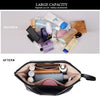 Makeup Bag, Double Layer Cosmetic Bag, Travel Makeup Bag,Leather Makeup Bag, Cosmetic Travel Bags,Portable Leather Toiletry Bag, Roomy Cosmetic Bag for Women and Girls (White)
