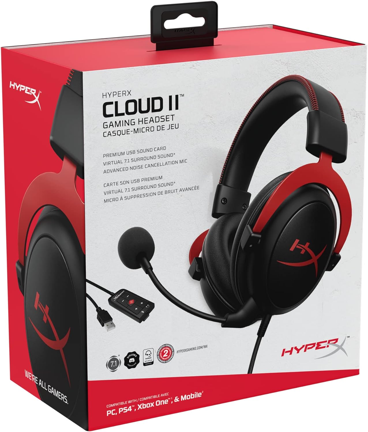 HyperX Cloud II Gaming Headset for PC & PS4 & Xbox One, Nintendo Switch, Black-Gunmetal, Wired