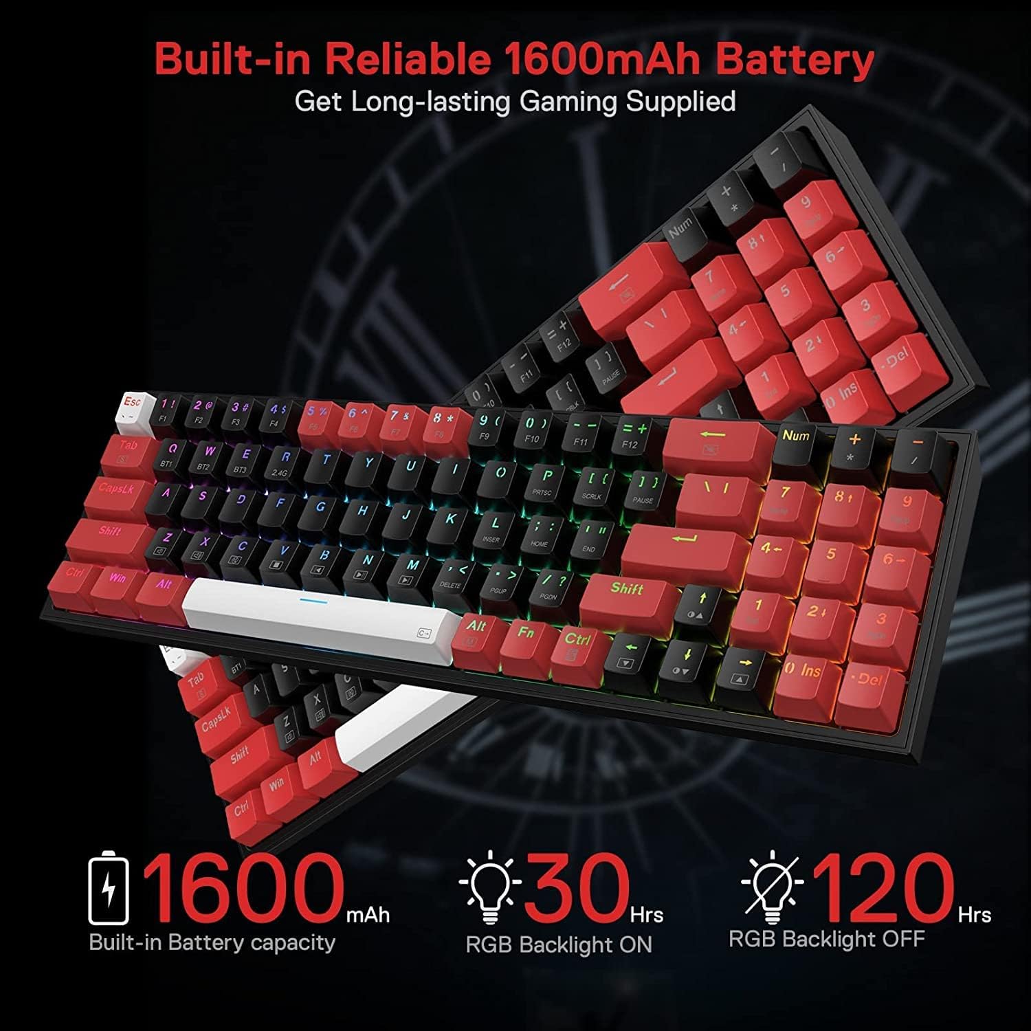 Redragon K617 Fizz 60% Wired RGB Gaming Keyboard, 61 Keys Compact Mechanical Keyboard w/White and Grey Color Keycaps, Linear Red Switch, Pro Driver/Software Supported