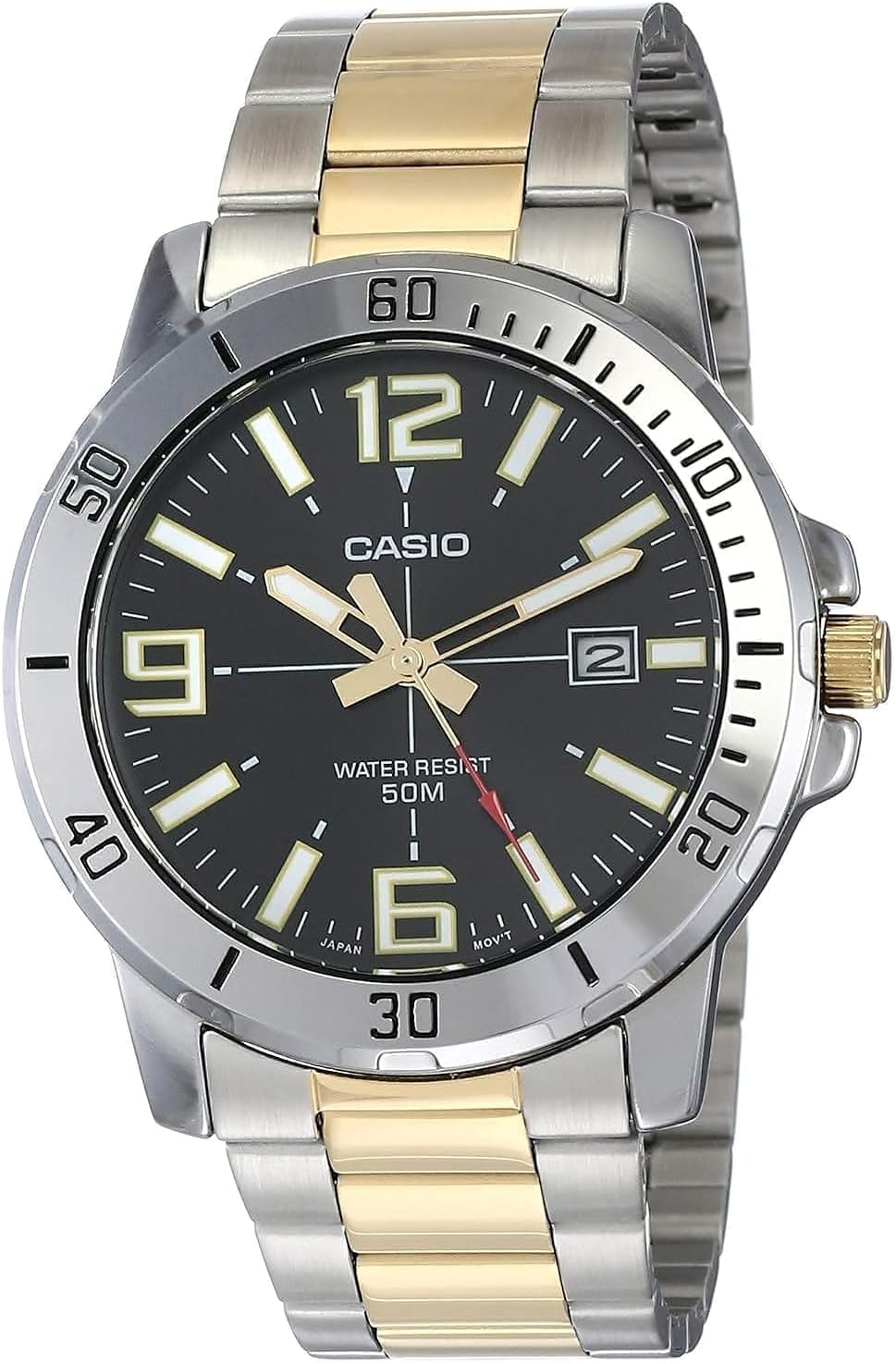 Casio watch men analog brown dial stainless steel