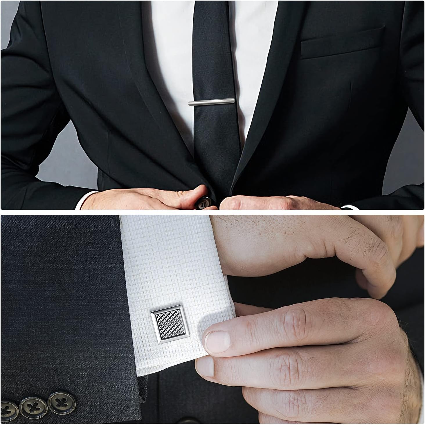 wynameleri Men's Cufflink and Tie Clip Set Fashion Designs with Luxury Gift Box for Party Business Wedding or Various Occasion