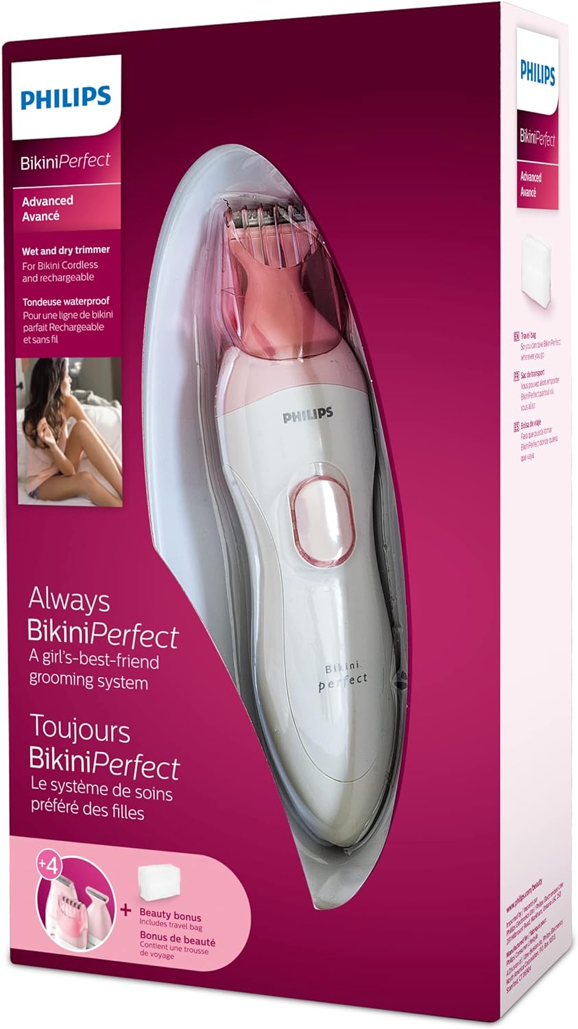 Philips Beauty BikiniGenie, Cordless Bikini Trimmer for Women, Showerproof Hair Removal, BRT383/50