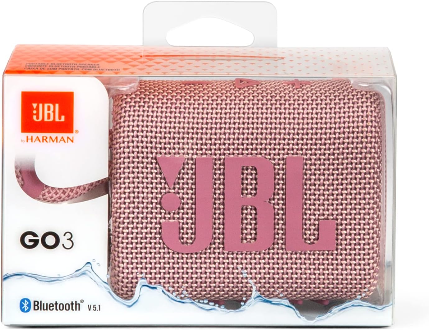 JBL Go 3 Portable Waterproof Speaker with JBL Pro Sound, Powerful Audio, Punchy Bass, Ultra-Compact Size, Dustproof, Wireless Bluetooth Streaming, 5 Hours of Playtime - Blue/Pink, JBLGO3BLUP