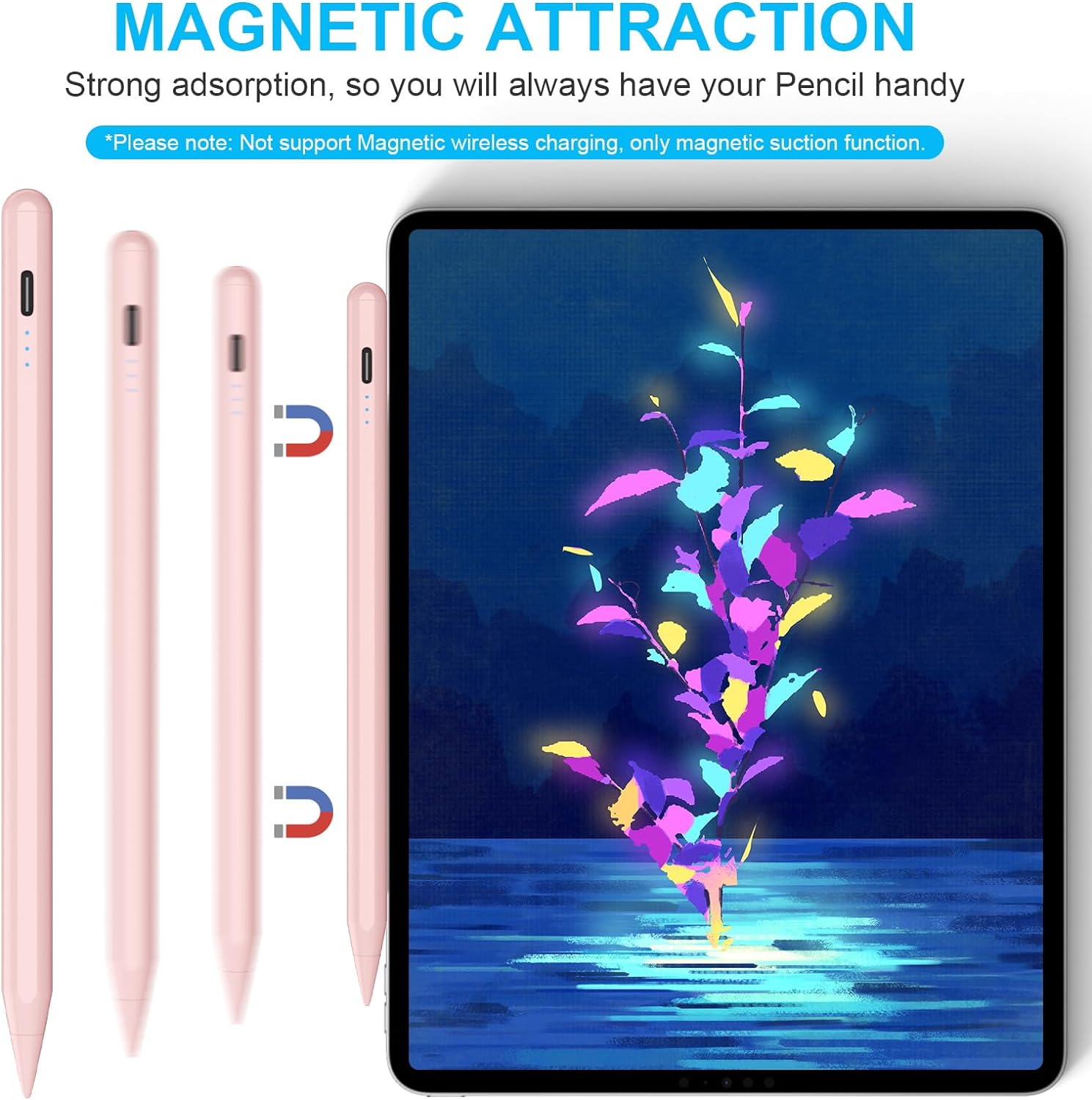 KINGONE Upgraded Stylus Pen, iPad Pencil, Ultra High Precision & Sensitivity, Palm Rejection, Power Display, Tilt Sensitivity, Magnetic Adsorption for iPad 2018 and Later