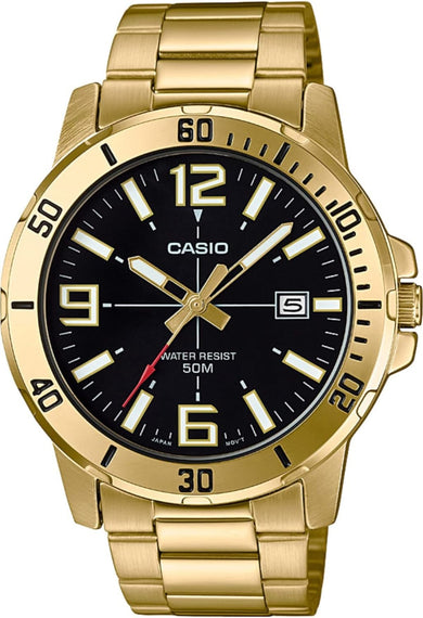 Casio watch men analog brown dial stainless steel