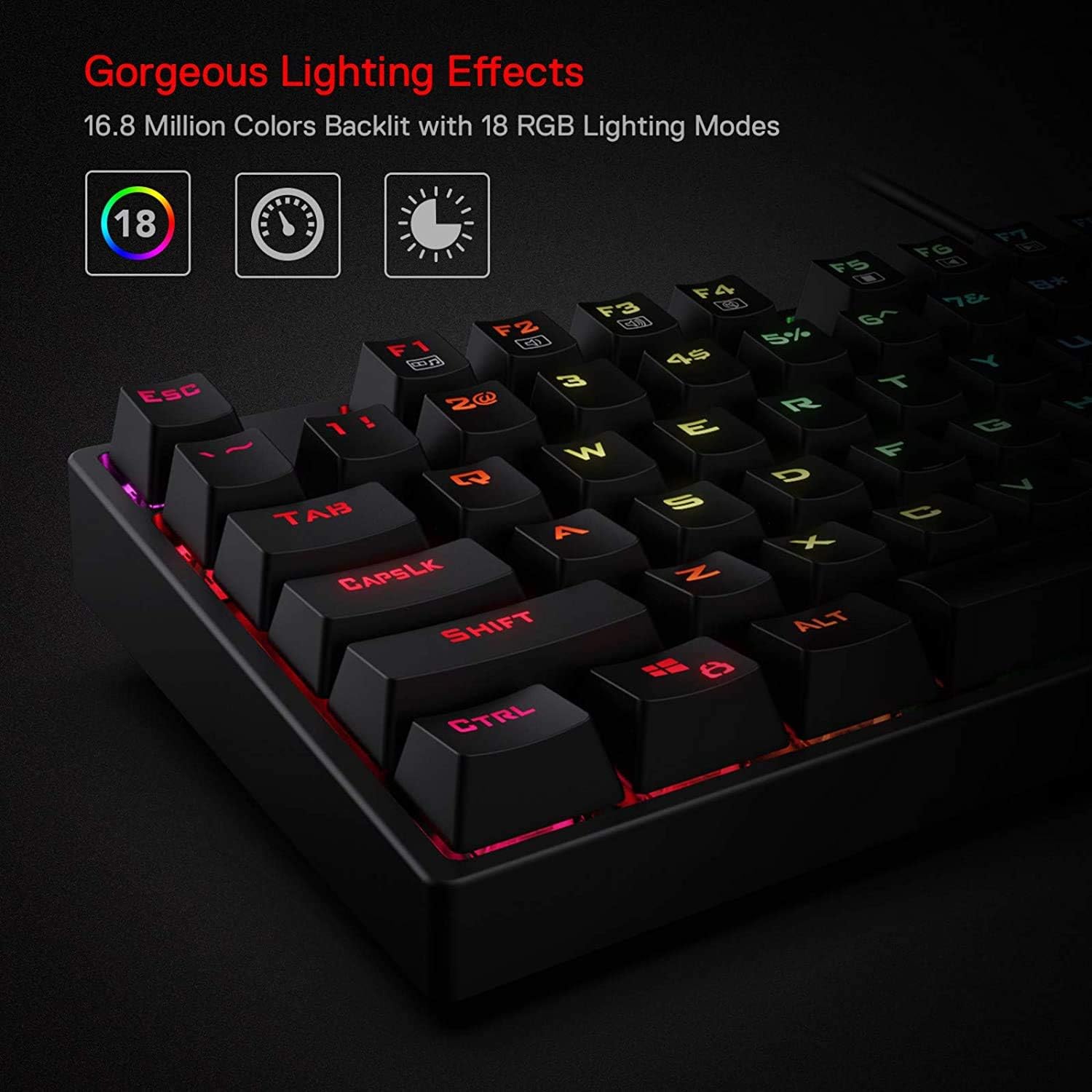 Redragon K617 Fizz 60% Wired RGB Gaming Keyboard, 61 Keys Compact Mechanical Keyboard w/White and Grey Color Keycaps, Linear Red Switch, Pro Driver/Software Supported