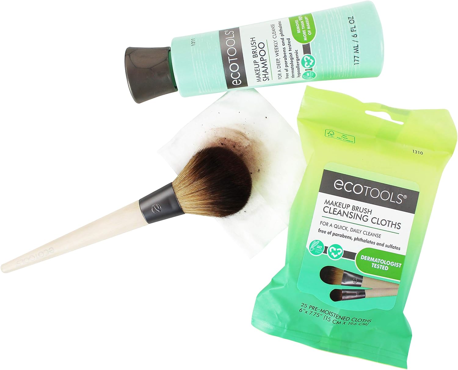 EcoTools Daily Defined Makeup Brushes, For Eyes, With Beauty Cards and Storage Tray, Set of 5