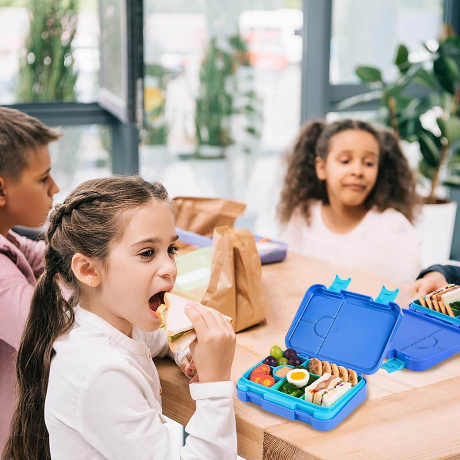 Bento Box, 6 Compartments Ideal Portion Size Leak-Proof, Toddler-Friendly Lunch Box, BPA-Free, Dishwasher safe, Lunch Box for kids Aged 3 to 7 Years (Sky Blue)