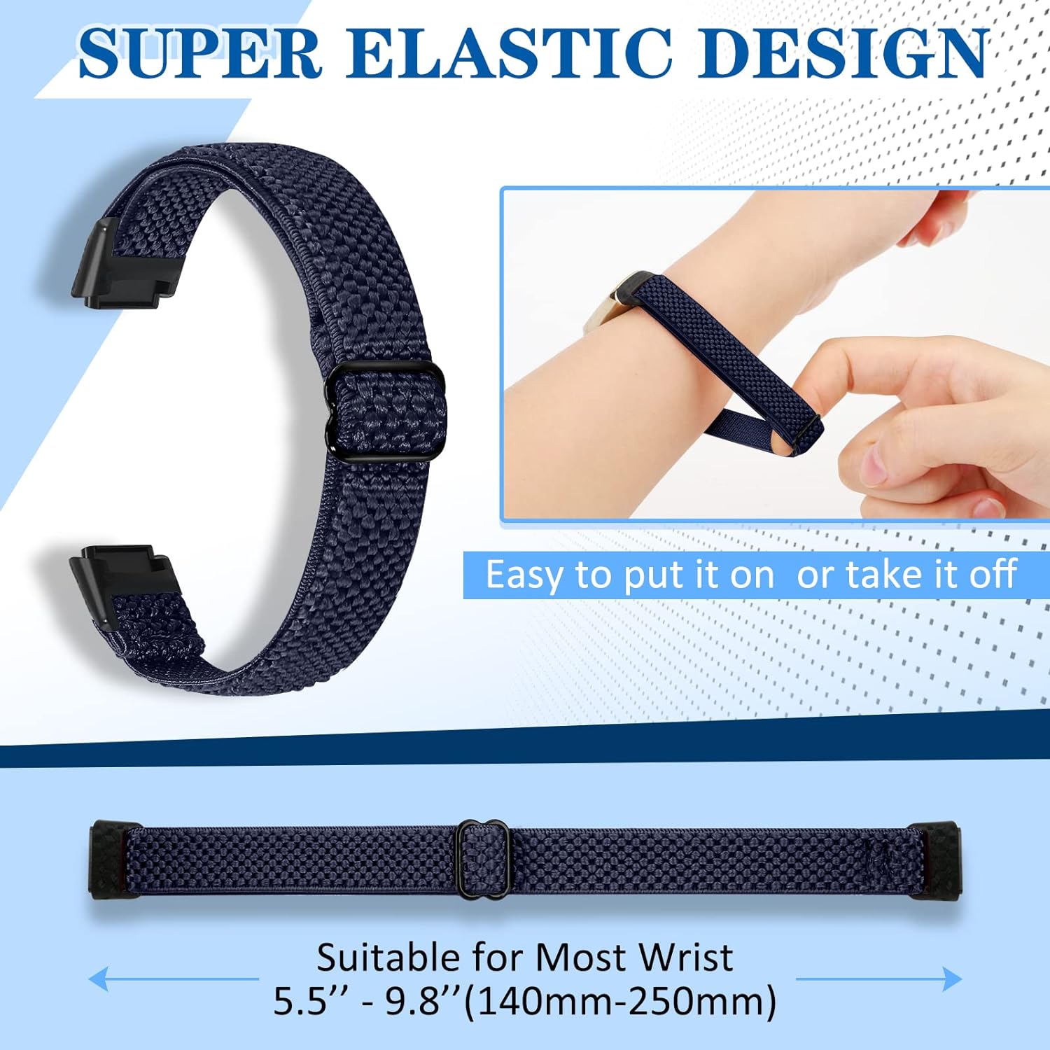 XFYELE Elastic nylon Band Compatible with Fitbit Luxe / Special Edition，Stretchable Breathable Nylon Sport Loop Replacement Strap for Fitbit Luxe for Men Women
