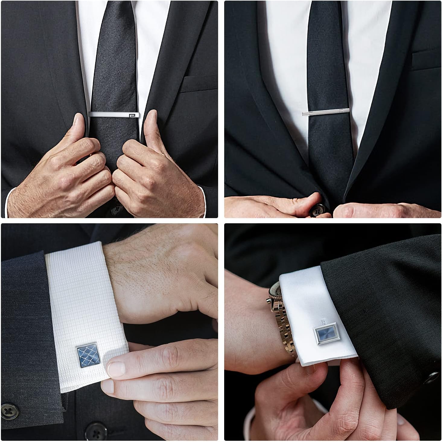 wynameleri Men's Cufflink and Tie Clip Set Fashion Designs with Luxury Gift Box for Party Business Wedding or Various Occasion