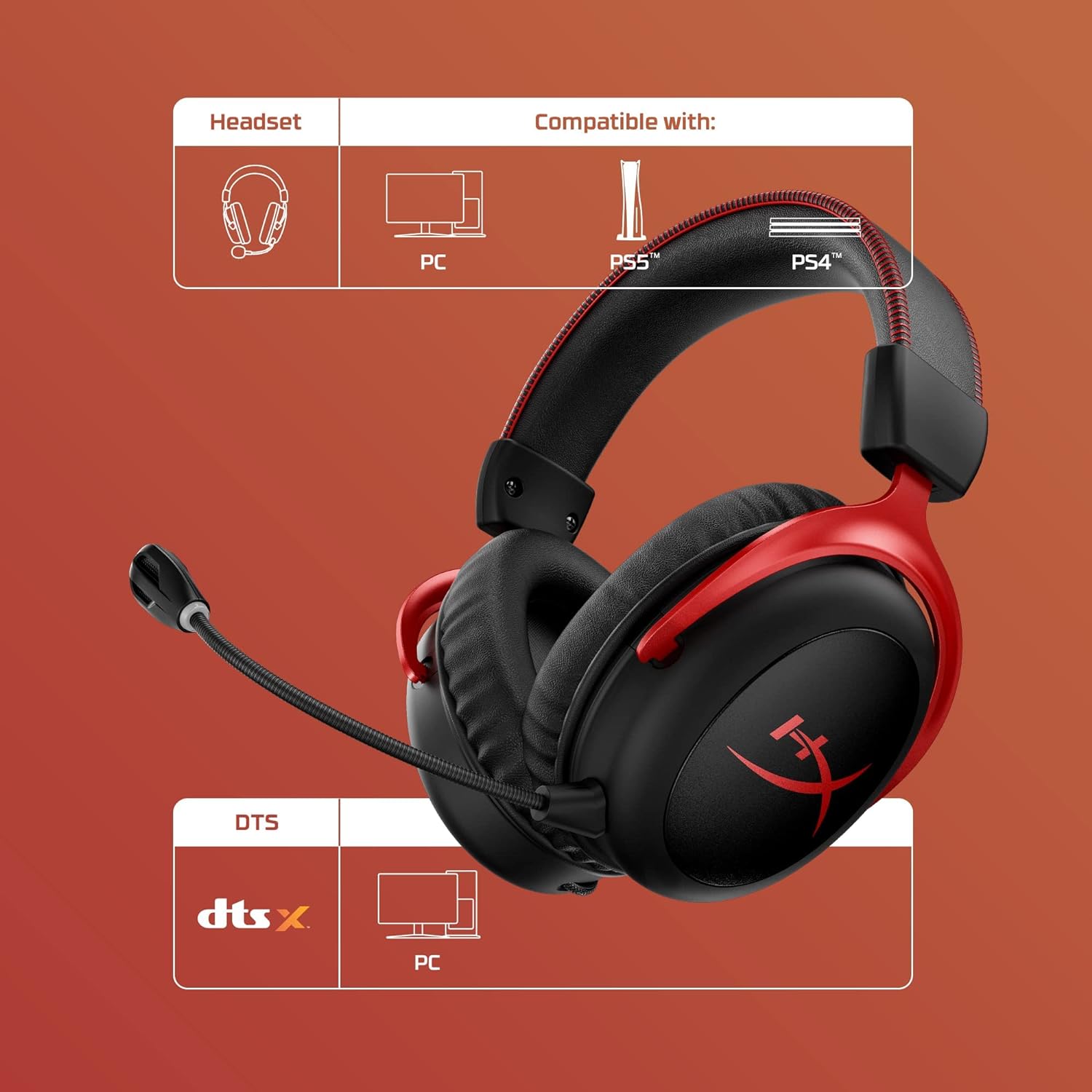 HyperX Cloud II Gaming Headset for PC & PS4 & Xbox One, Nintendo Switch, Black-Gunmetal, Wired