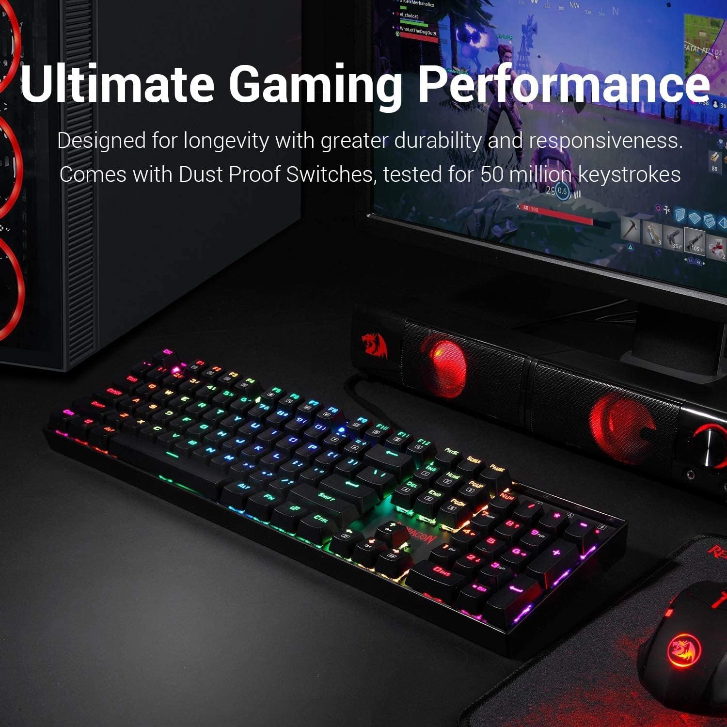 Redragon K617 Fizz 60% Wired RGB Gaming Keyboard, 61 Keys Compact Mechanical Keyboard w/White and Grey Color Keycaps, Linear Red Switch, Pro Driver/Software Supported