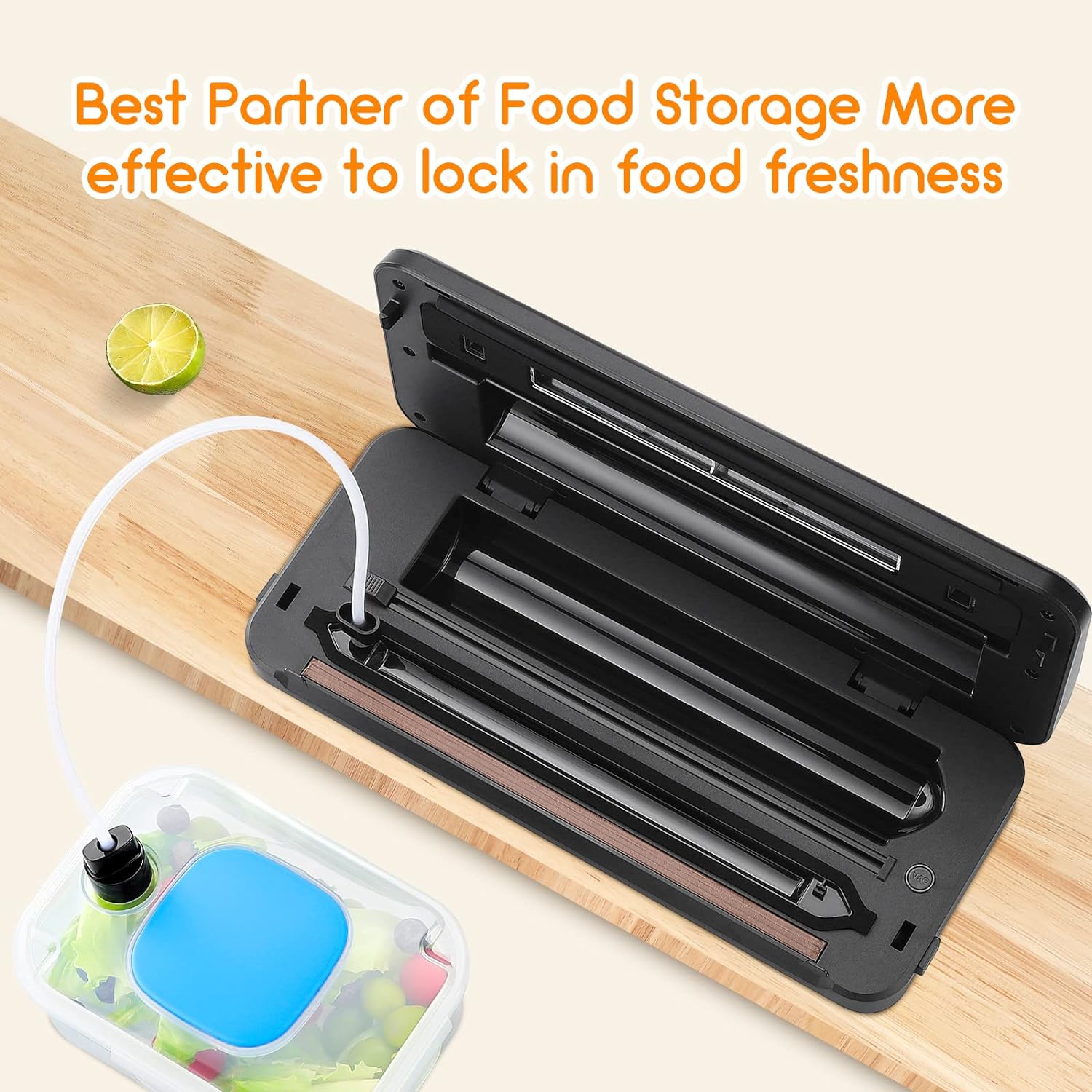 INKBIRD Vacuum Sealer Machine with Starter Kit Automatic PowerVac Air Sealing Machine for Food Preservation Dry & Moist Sealing Modes Built-in Cutter Easy Cleaning and Storage INK-VS01 Version