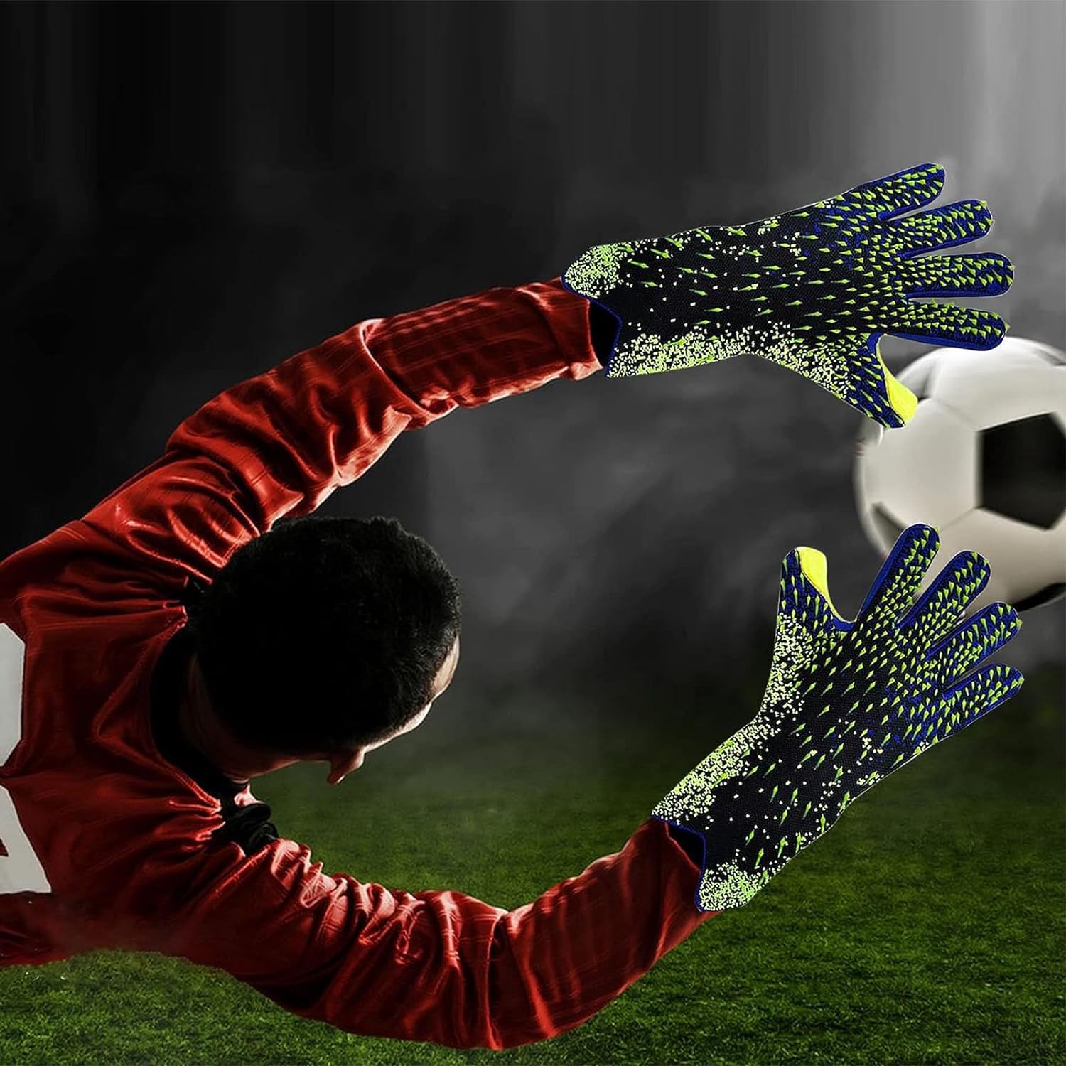 Xspring Football Goalkeeper Gloves, Strong Grip Soccer Gloves Goalkeeper, Abrasion-Resistant and Non-slip Soccer Goalie Gloves, Football Gloves for Kids Youth and Adult Soccer Gloves