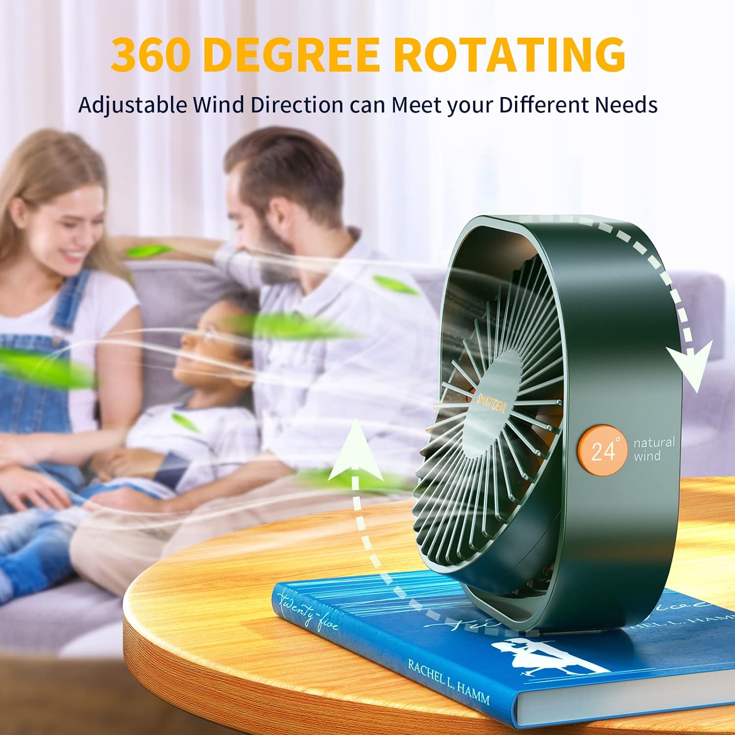 SmartDevil Small Personal USB Desk Fan,3 Speeds Portable Desktop Table Cooling Fan Powered by USB,Strong Wind,Quiet Operation,for Home Office Car Outdoor Travel（white）