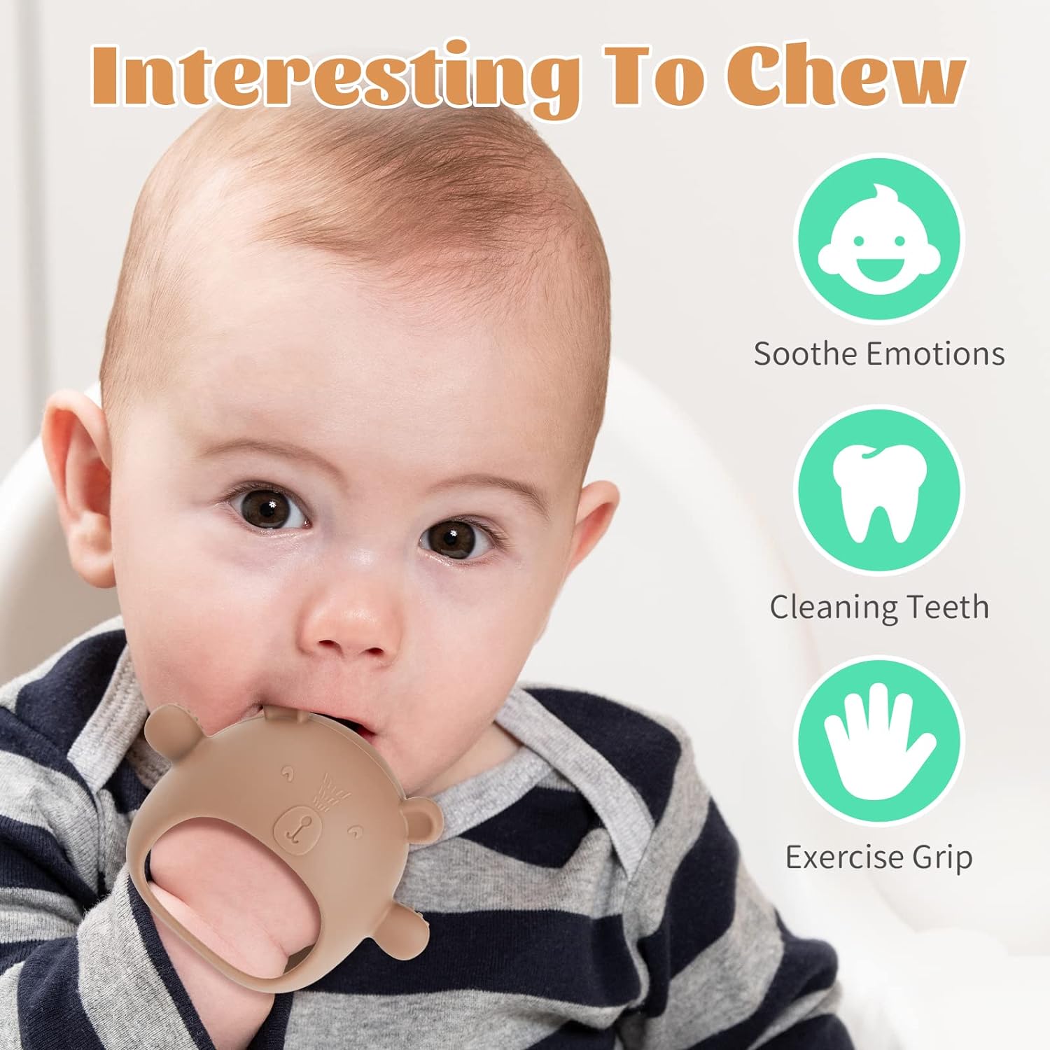 NiBaby Silicone Baby Mitten Teething Chew Toy for Babies 0-6 Months 6-12 Months, Anti-Drop Teether Glove BPA-Free for Girls and Boys Sucking Biting Needs Soothing Gums Pain Relief (Blue)