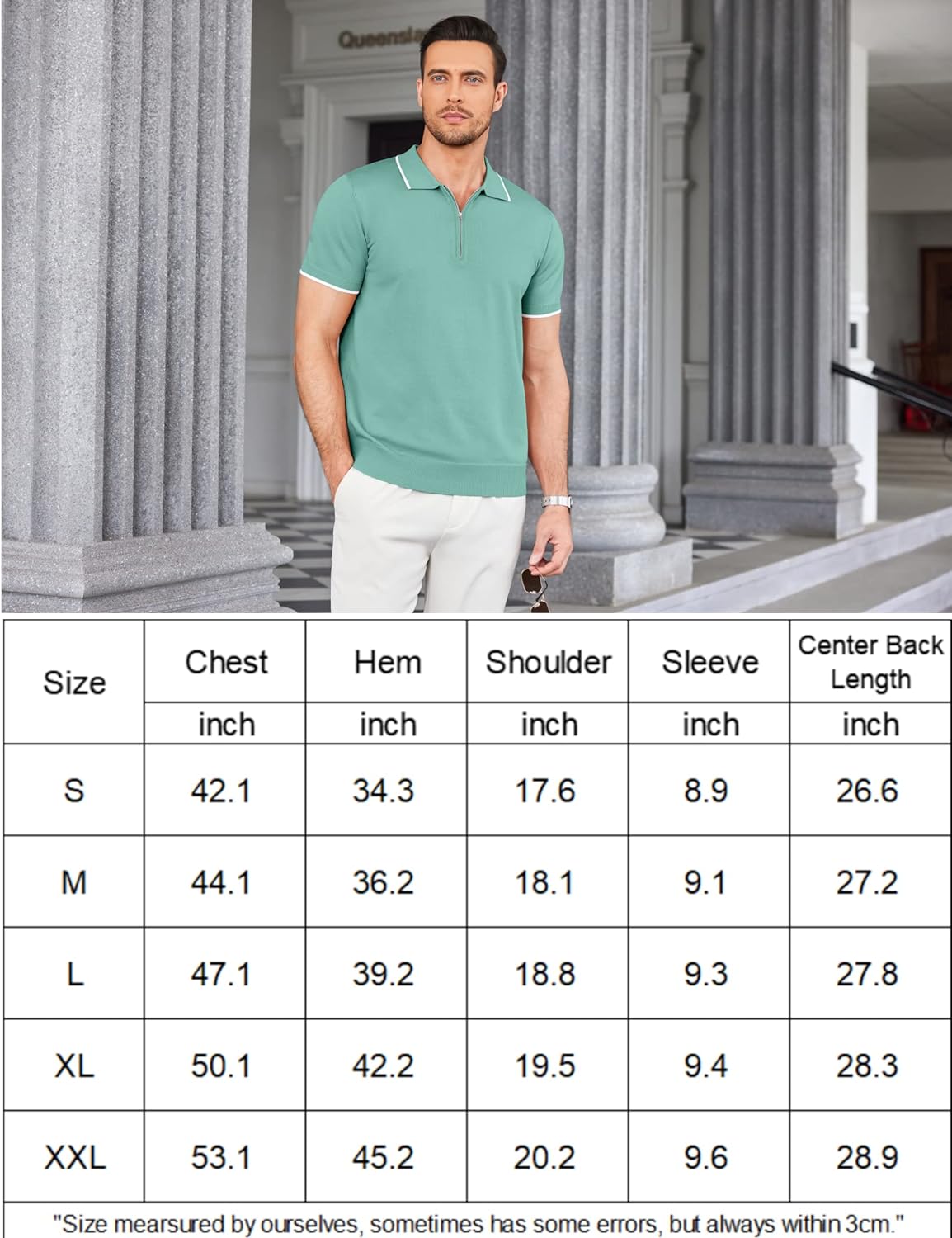 COOFANDY Men's Zipper Polo Shirt Casual Knit Short Sleeve Polo T Shirt Classic Fit Shirts