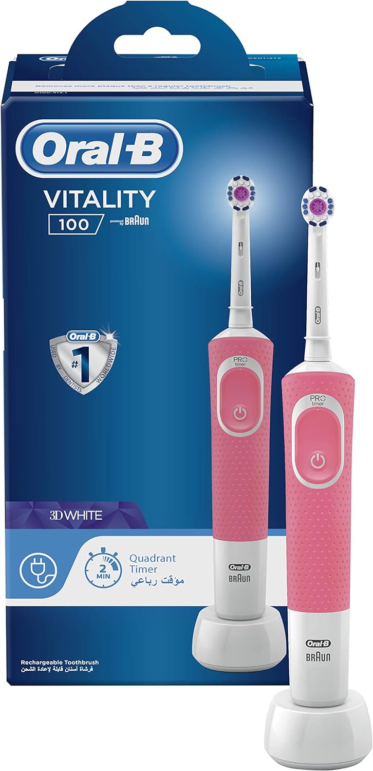 Oral-B Vitality 200 3D White Electric Toothbrush With Travel Case, Pink