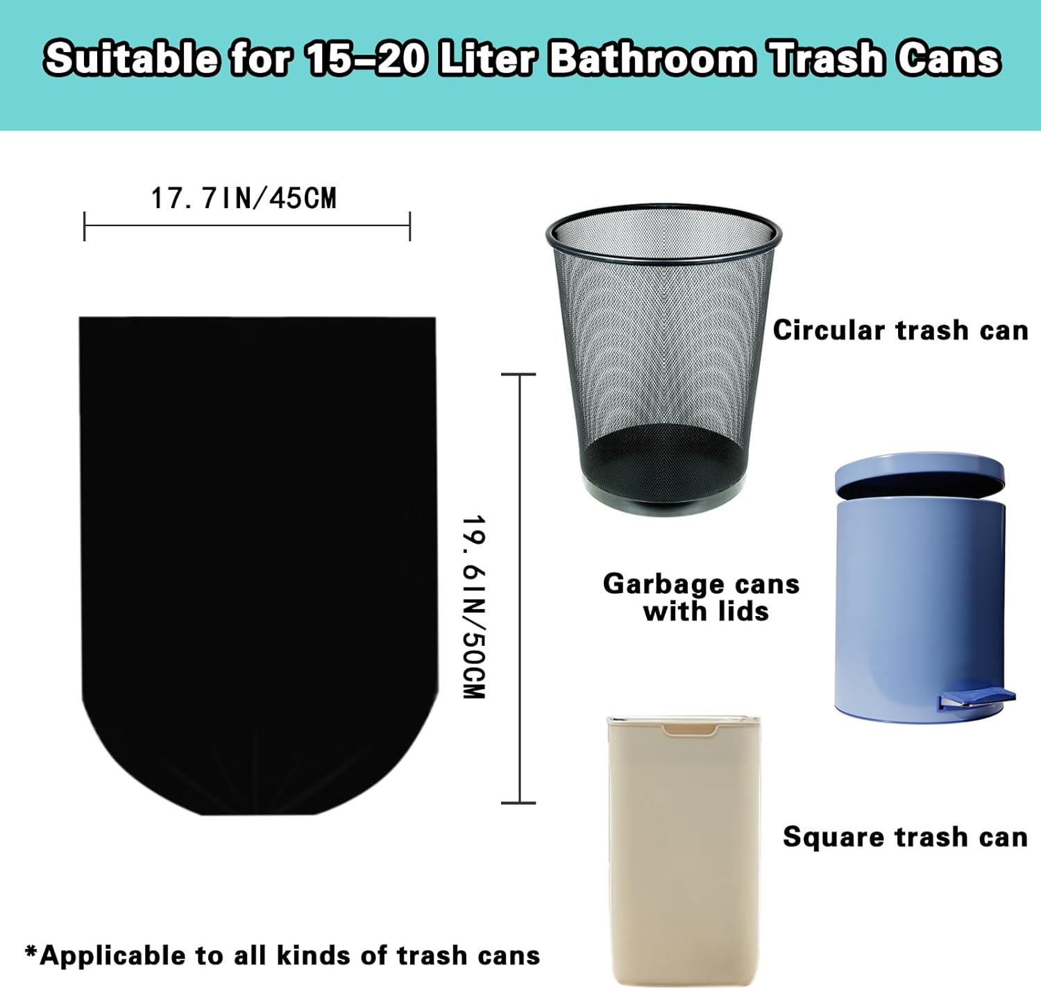 Small Trash Bags 0.6Mil Thicken 4 Gallon 15L Garbage Bags 240 Counts Trash Can Liner for Home Office Kitchen Bathroom Car Plastic Bins Recycling Bags