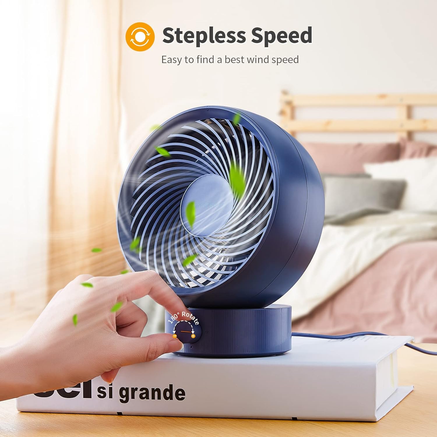 SmartDevil New USB Desk Fan, Small Personal Desktop Table Fan with Strong Wind, Quiet Operation Portable Mini Fan for Home Office Bedroom Table and Desktop (Black)