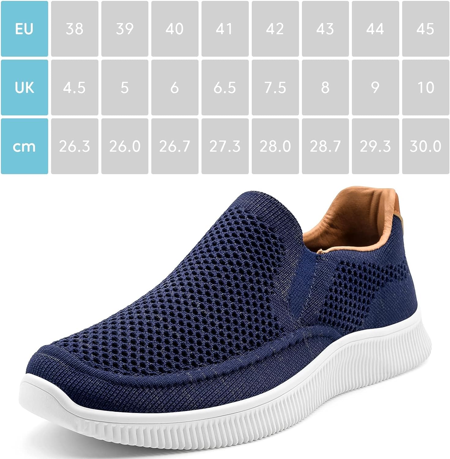MrToNo Men's Mesh Slip-on Shoes Trainers Highly Elasticated Soft Sole Lightweight Sneakers Casual Breathable Walking Running Shoes Athletic Sneakers