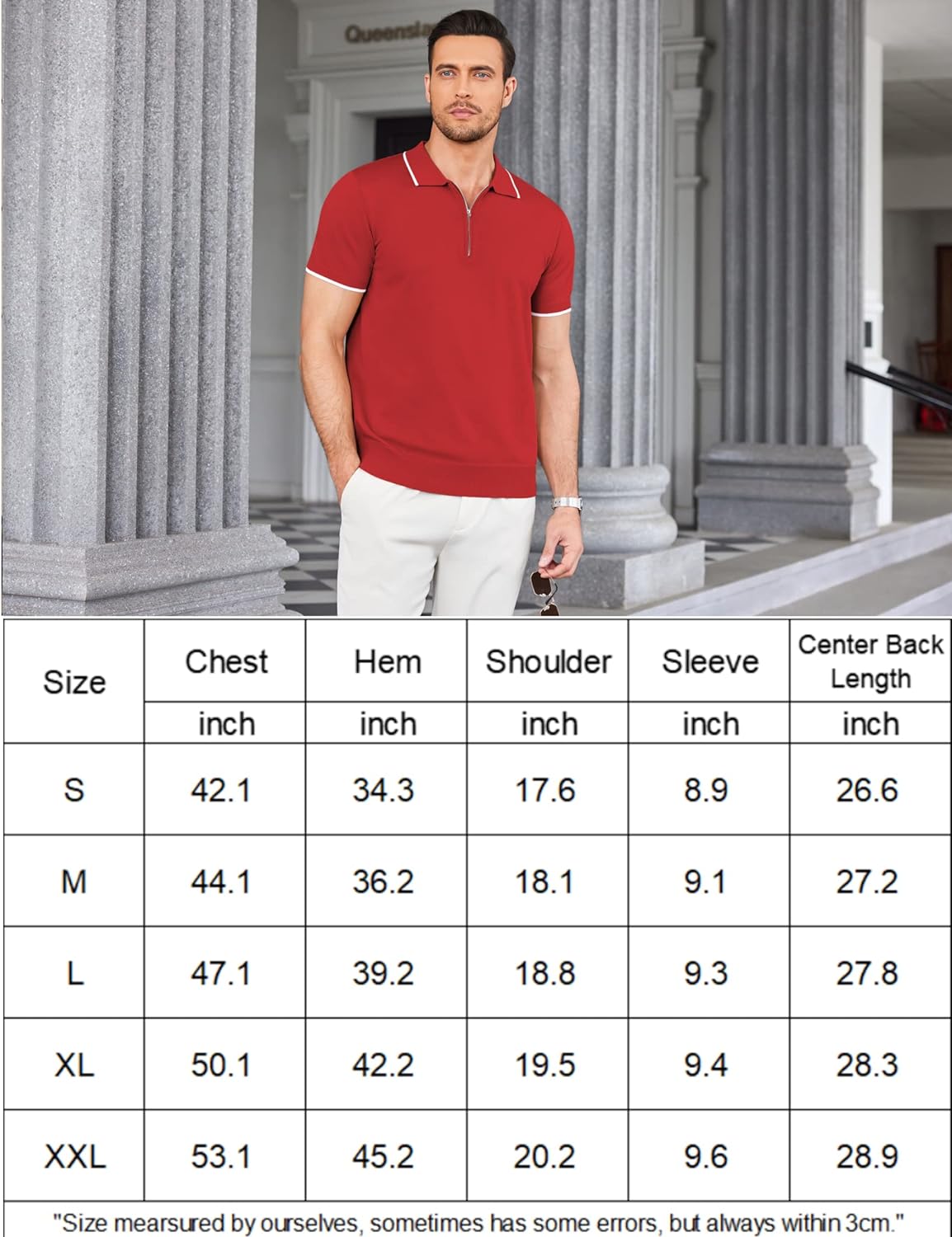 COOFANDY Men's Zipper Polo Shirt Casual Knit Short Sleeve Polo T Shirt Classic Fit Shirts